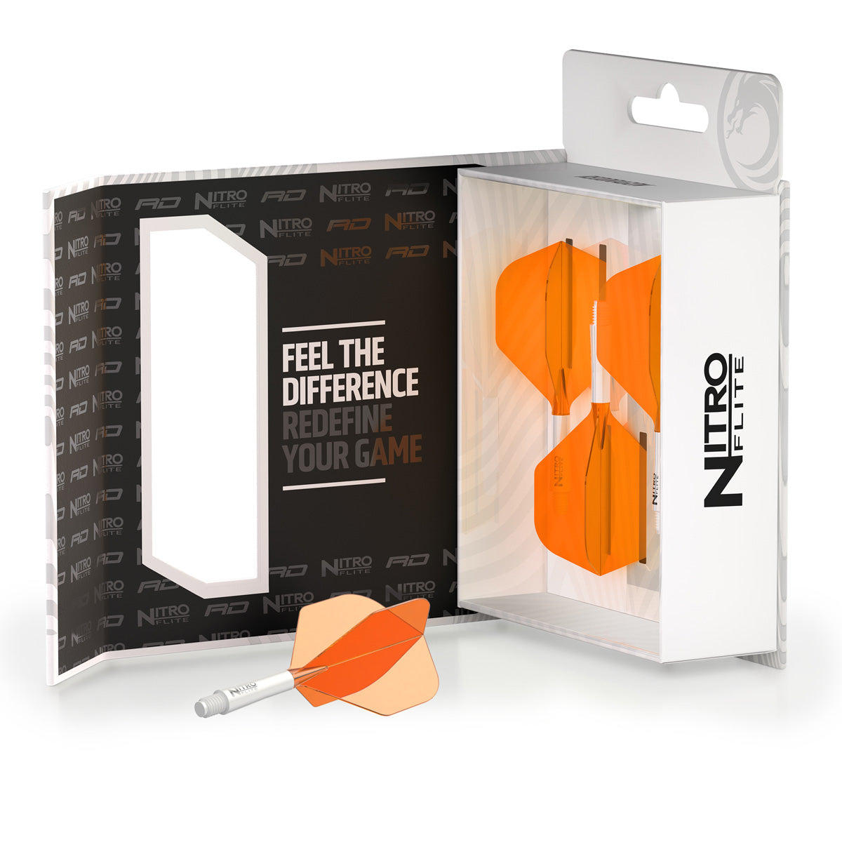 Red Dragon Nitro Flite Integrated Flight & Shaft Orange & White