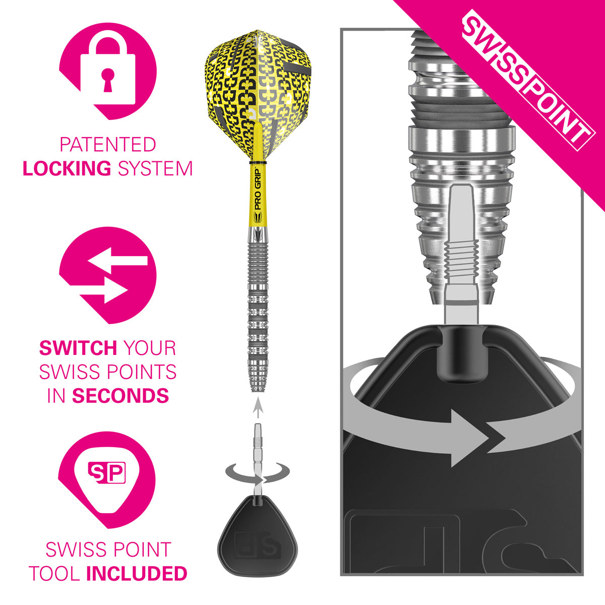 Bolide 01 Swiss Point 90% Tungsten Steel Tip Darts by Target