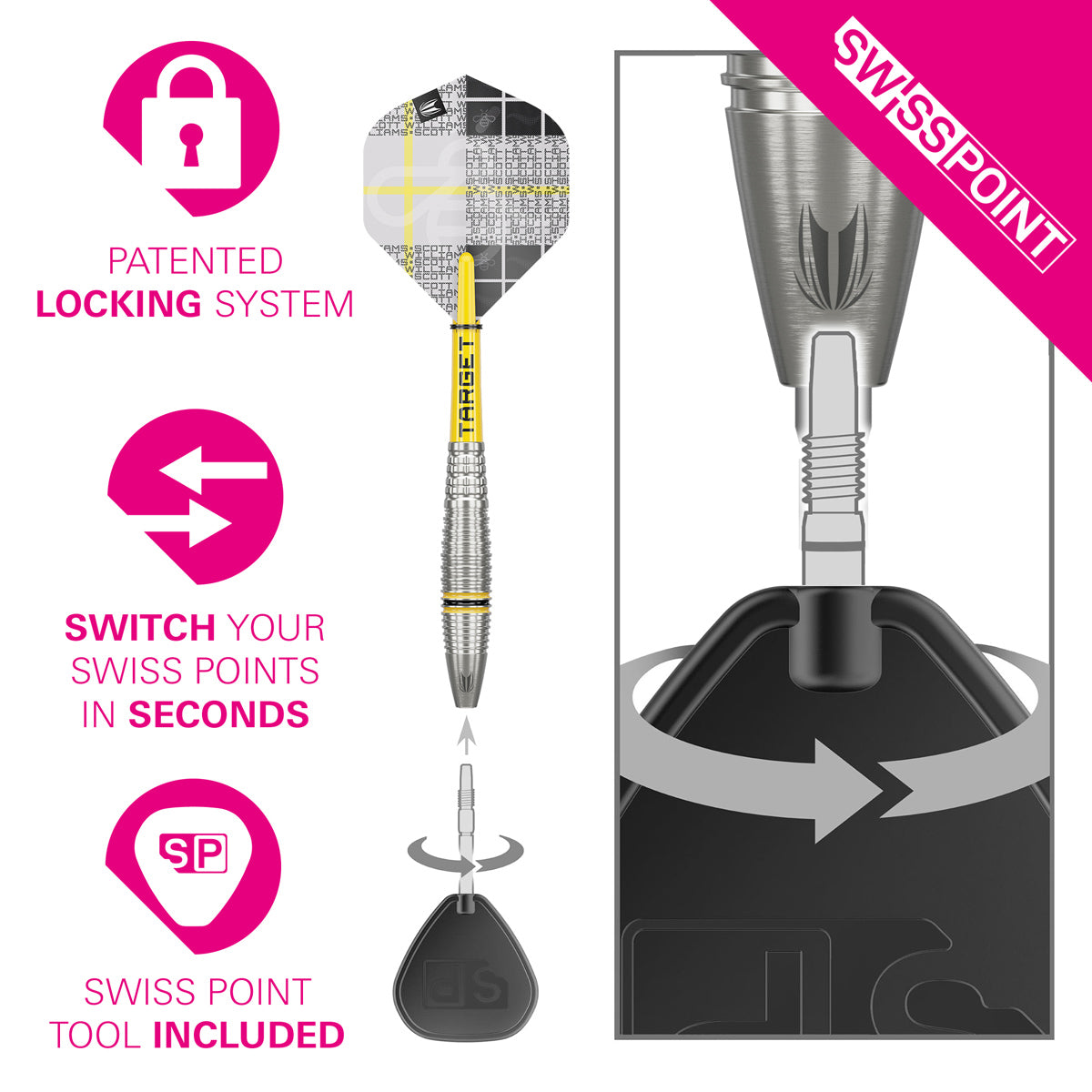 Scott Williams G2 90% Tungsten SP Steel Tip Darts by Target