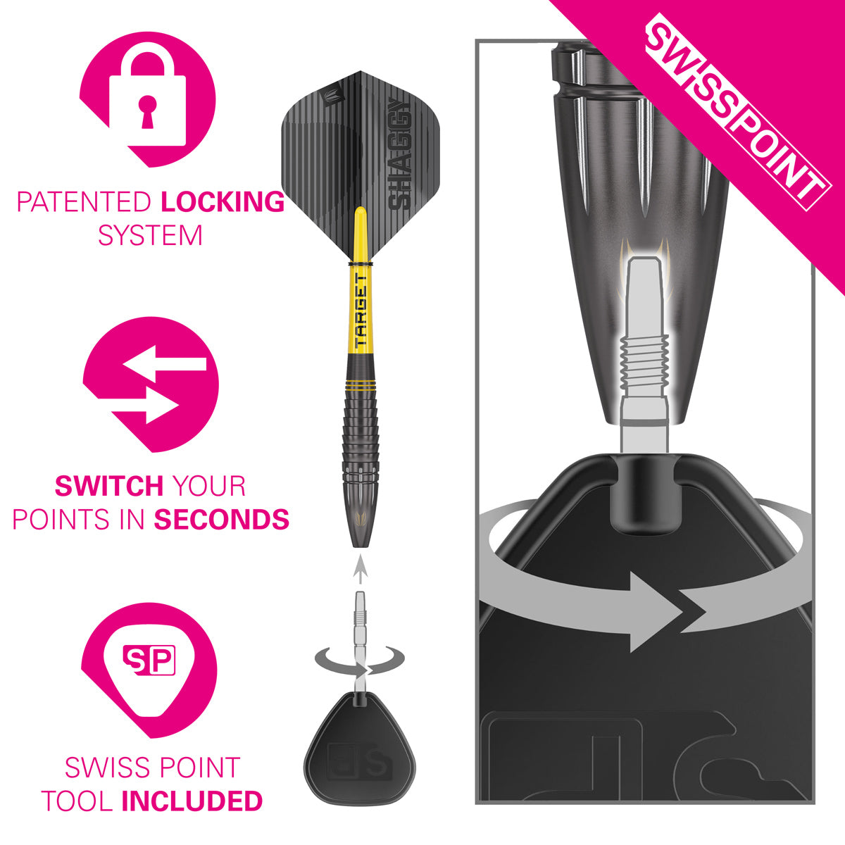 Scott Williams Black 90% Tungsten SP Steel Tip Darts by Target