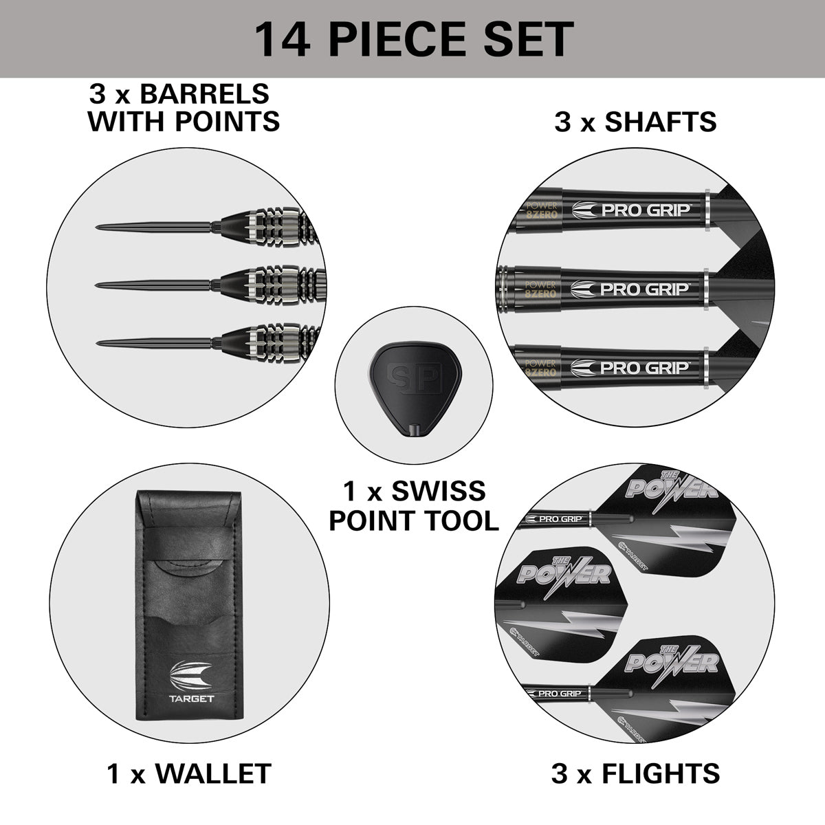 Power 8zero 4 80% Tungsten SP Steel Tip Darts by Target