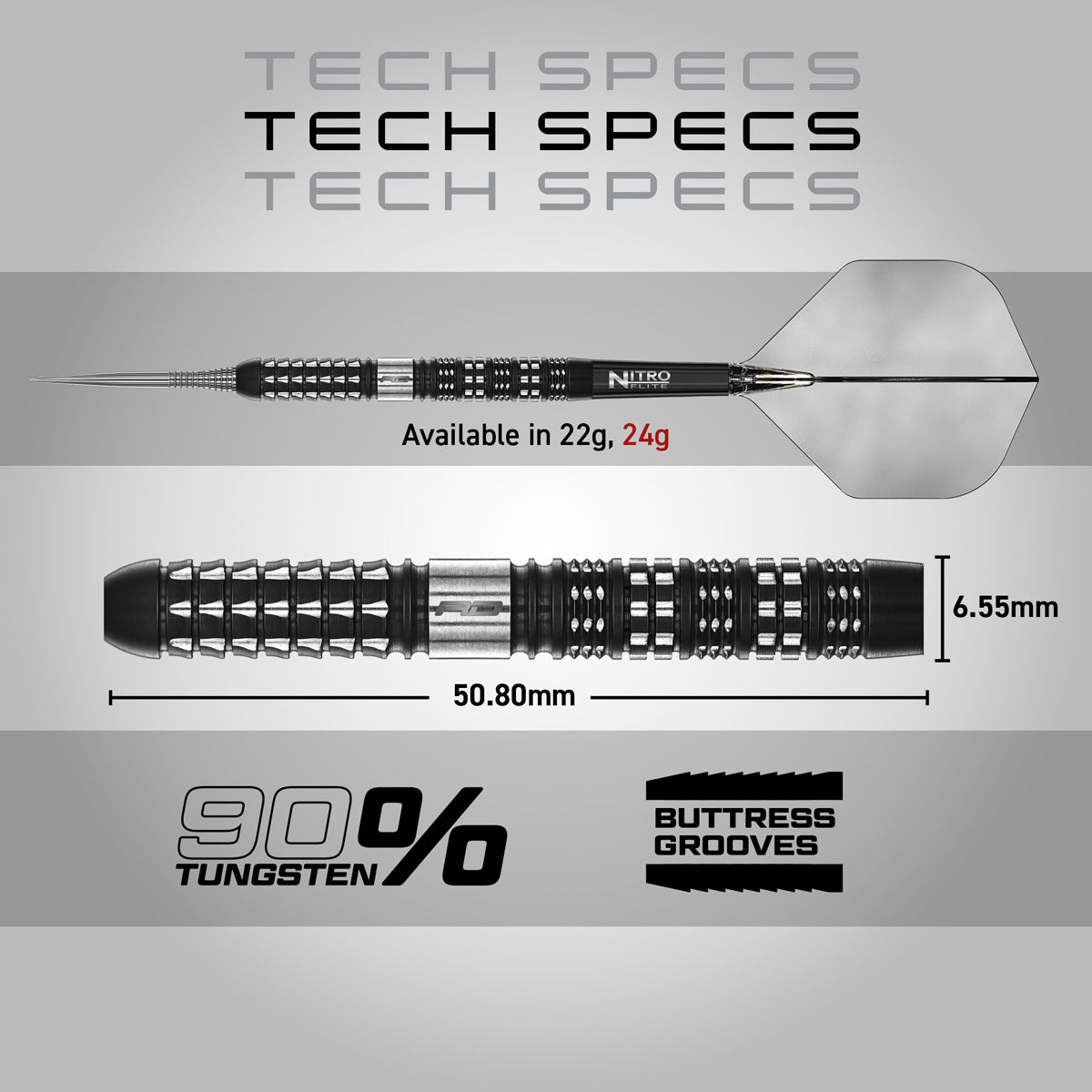 Red Dragon Recon Parallel 90% Tungsten Steel Tip Darts