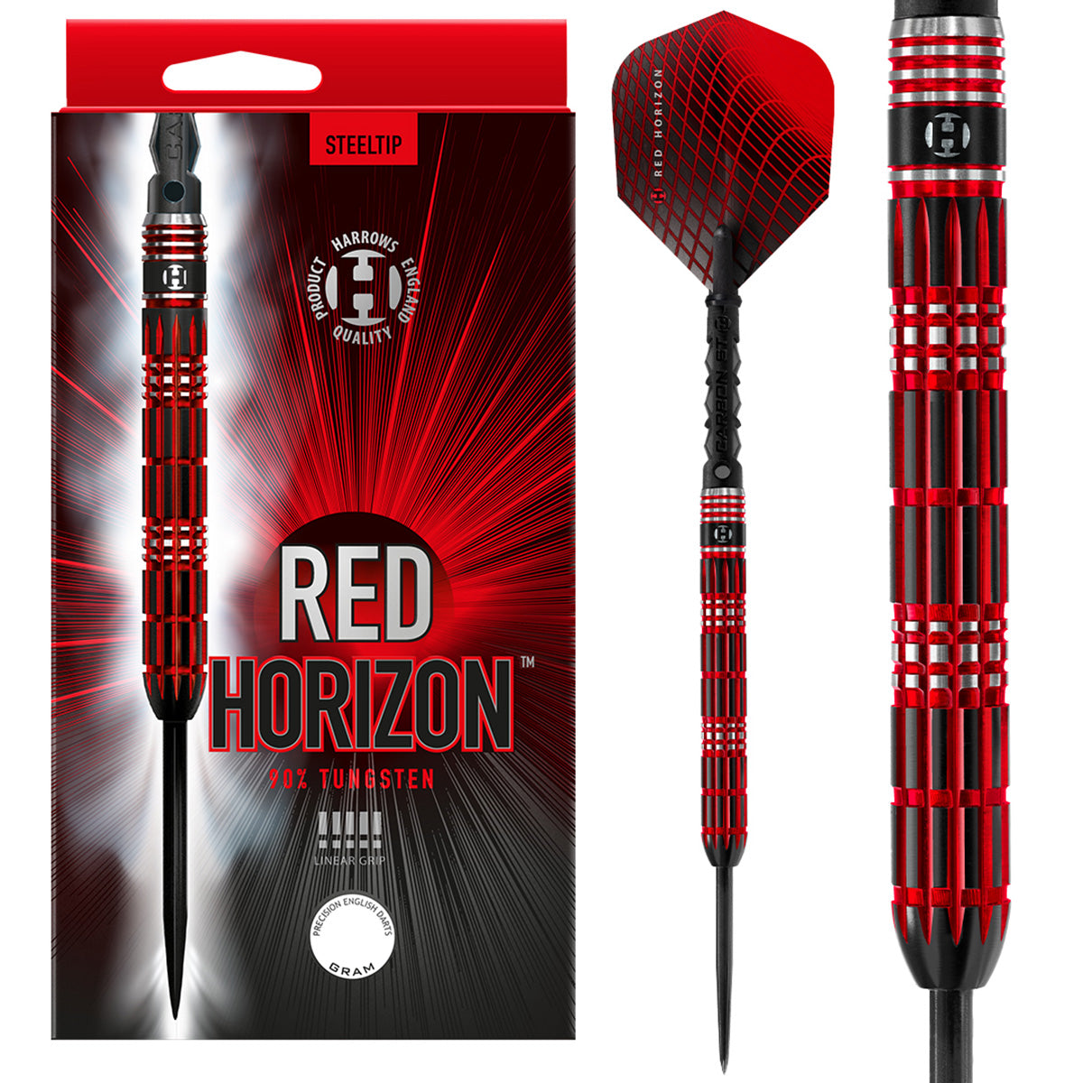 Red Horizon 90% Tungsten Steel Tip Darts by Harrows