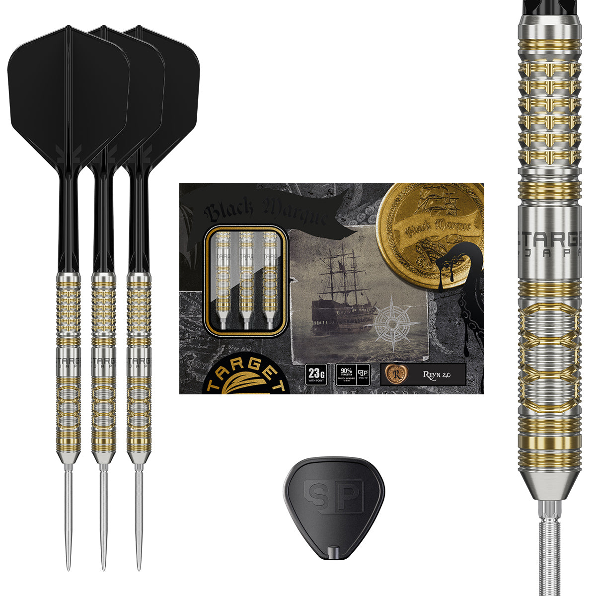 Black Marque Reyn G2 90% Tungsten SP Steel Tip Darts by Target Japan