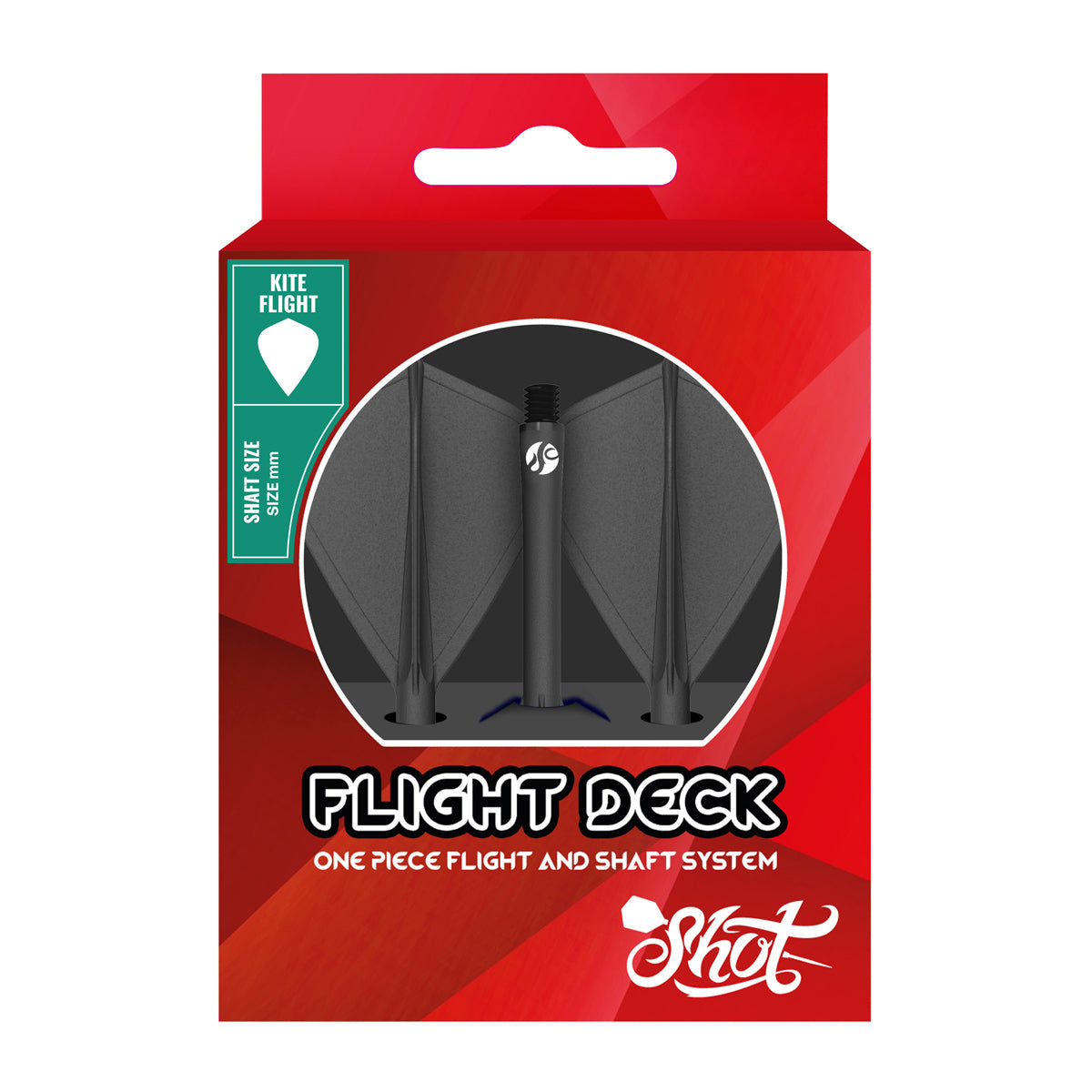 Shot Flight Deck One Piece Dart Flight and Shaft System Black Kite