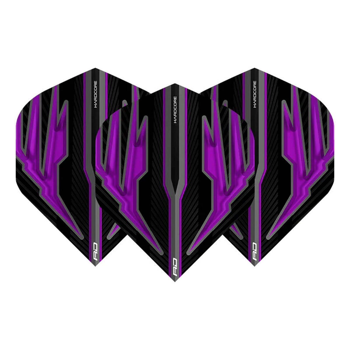 Hardcore Radical Black & Purple Standard Dart Flights by Red Dragon