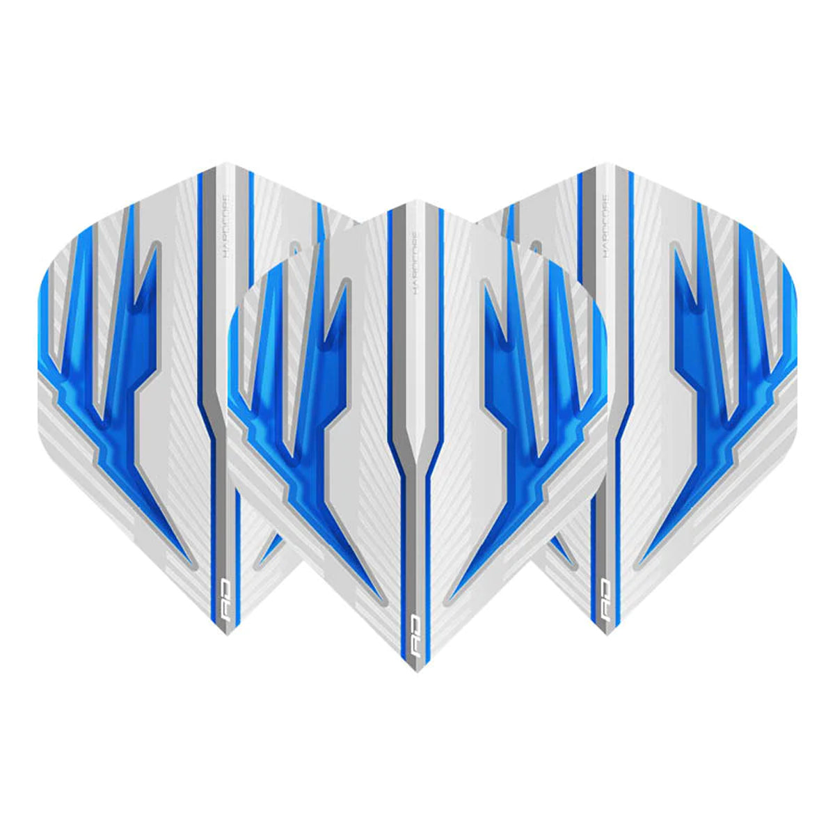 Hardcore Radical White & Blue 101 micron Standard Dart Flights by Red Dragon