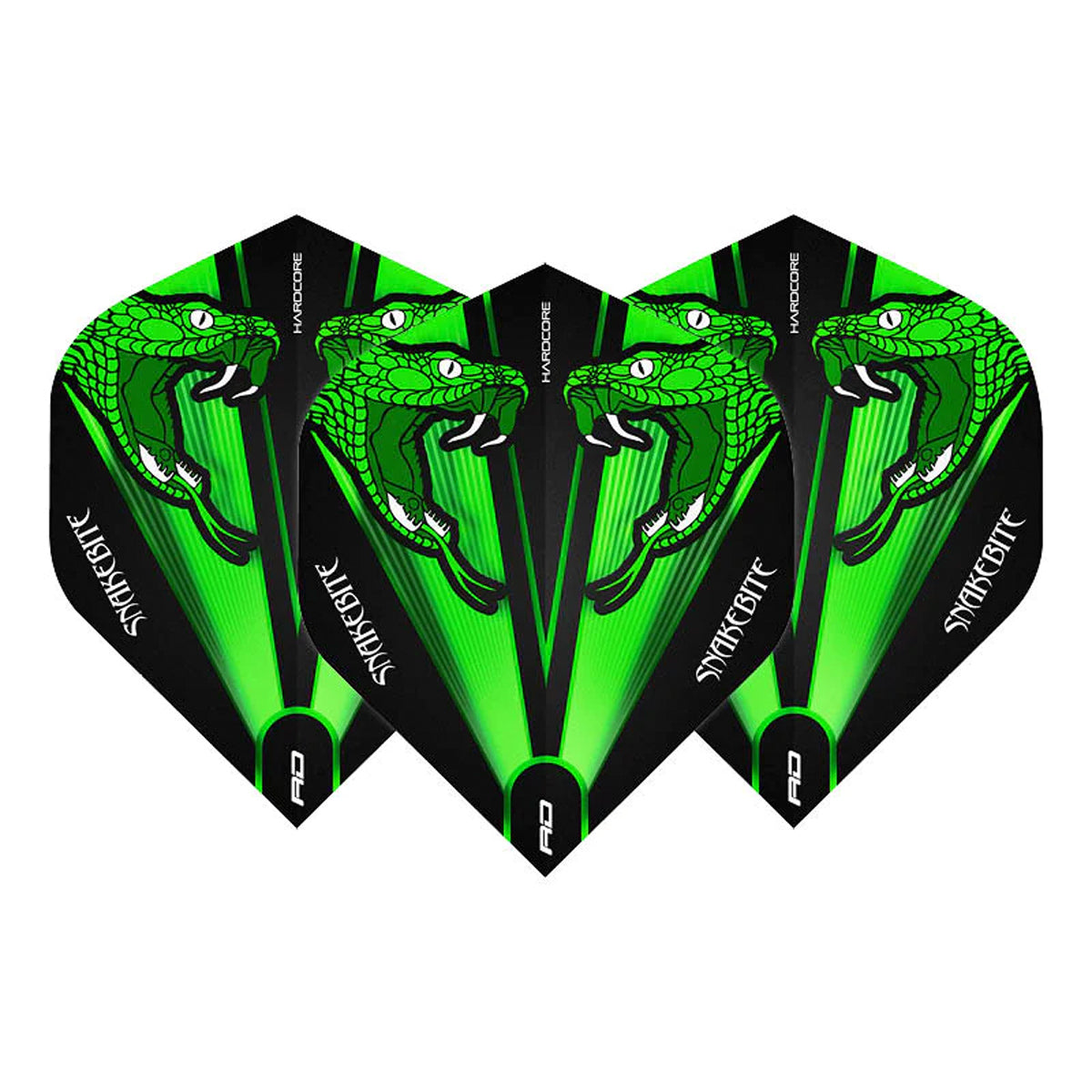 Hardcore Snakebite Green Transparent Standard Dart Flights by Red Dragon
