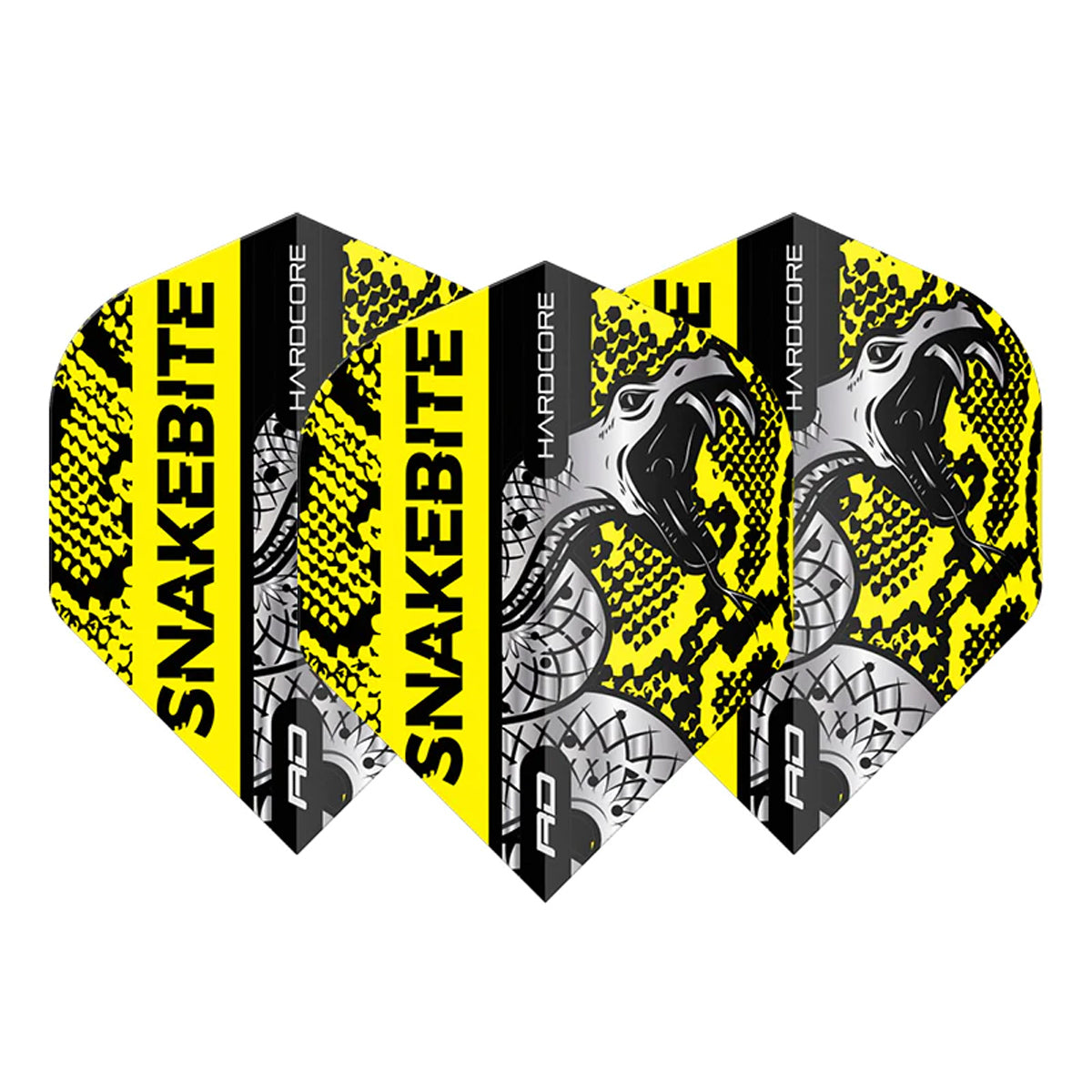 Hardcore Snakebite Coiled Snake Yellow Standard Dart Flights by Red Dragon