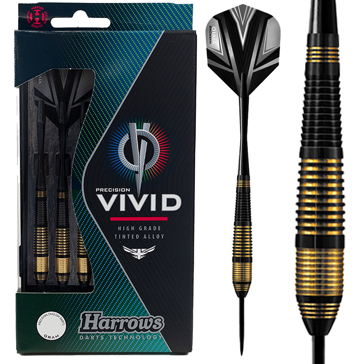 Harrows Vivid Black Brass Steel Tip Darts