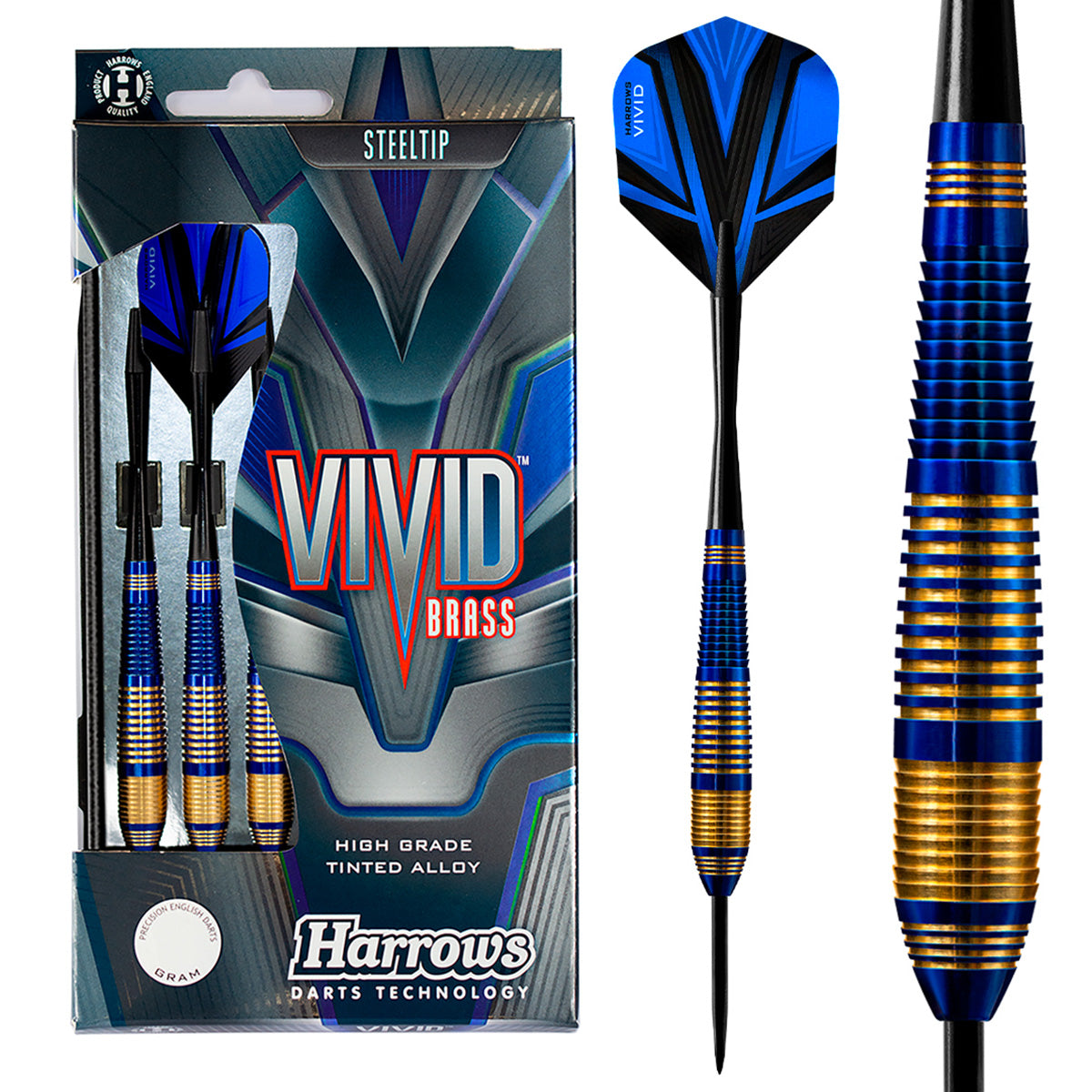 Harrows Vivid Blue Brass Steel Tip Darts