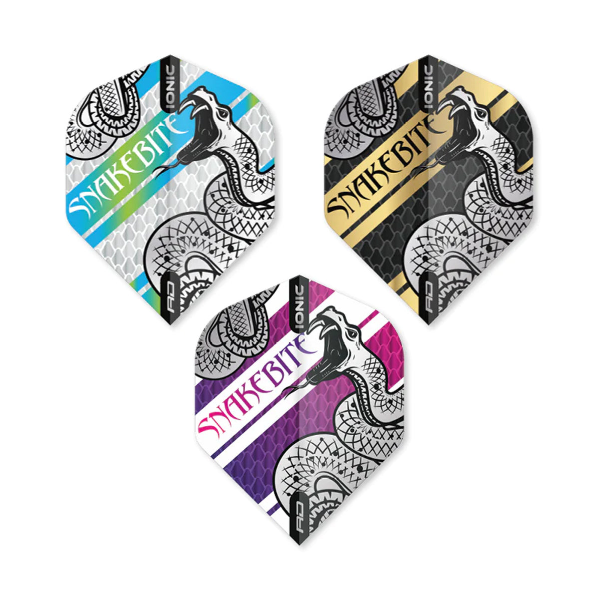 3 x Sets Hardcore Snakebite Coiled Selection Pack 1 Standard Dart Flights by Red Dragon