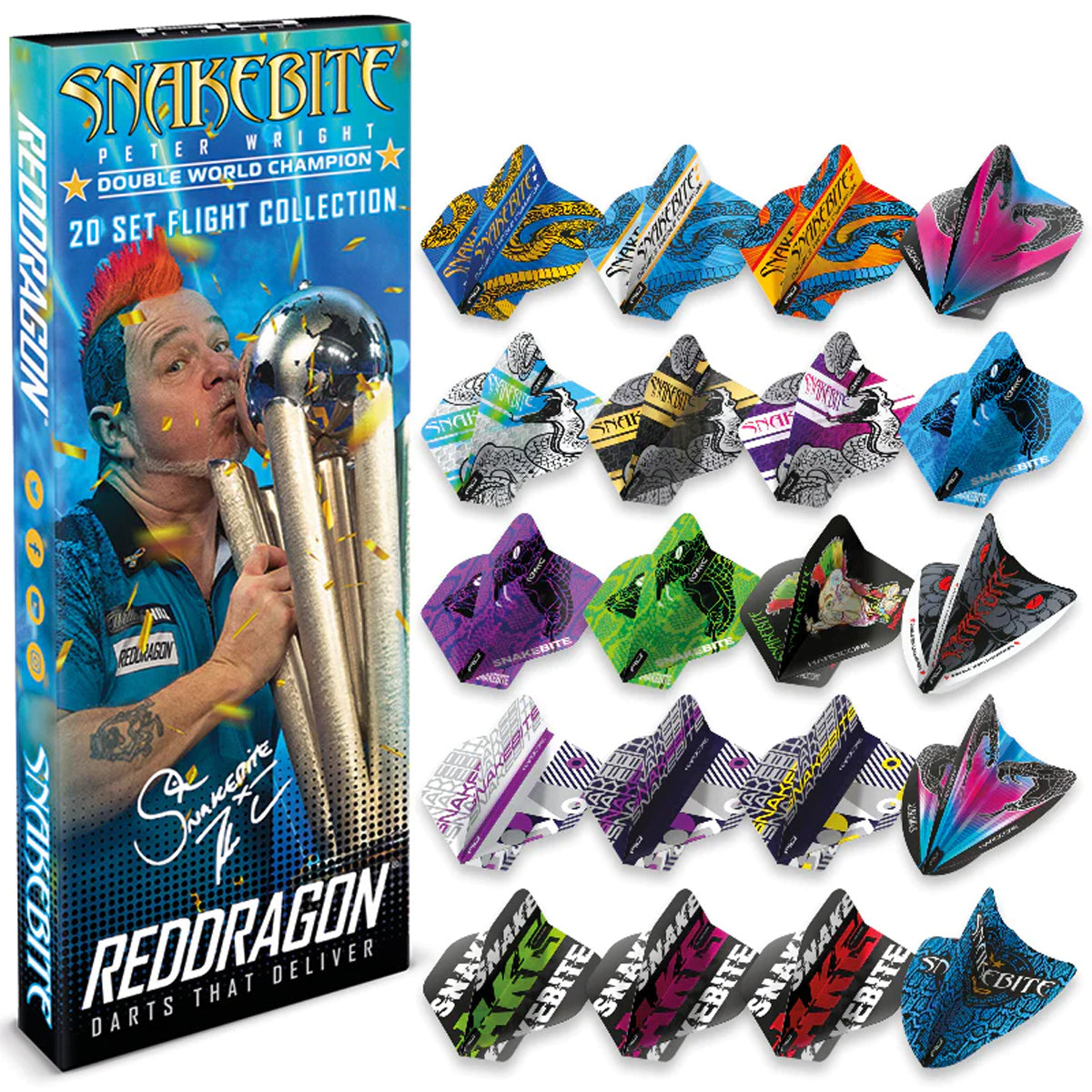 Peter Wright Snakebite Double World Champion Flight Collection by Red Dragon