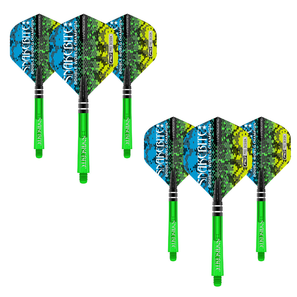 Peter Wright Snakebite Nitro Ionic & Hardcore Combo - Green by Red Dragon - 2 Sets