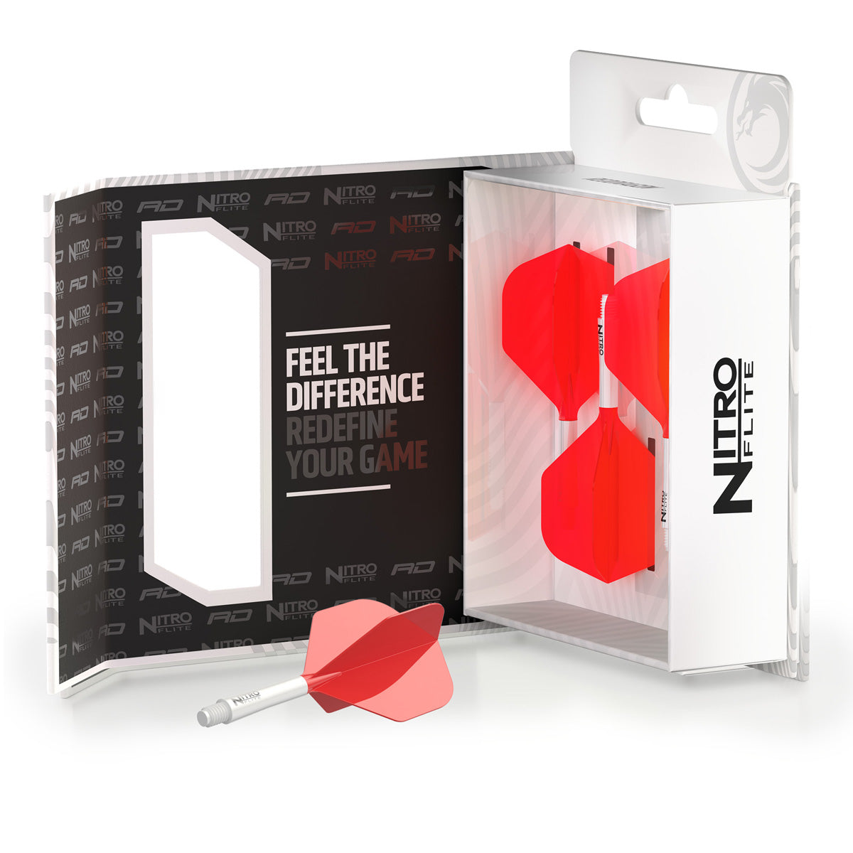 Red Dragon Nitro Flite Integrated Flight & Shaft Red & White No2