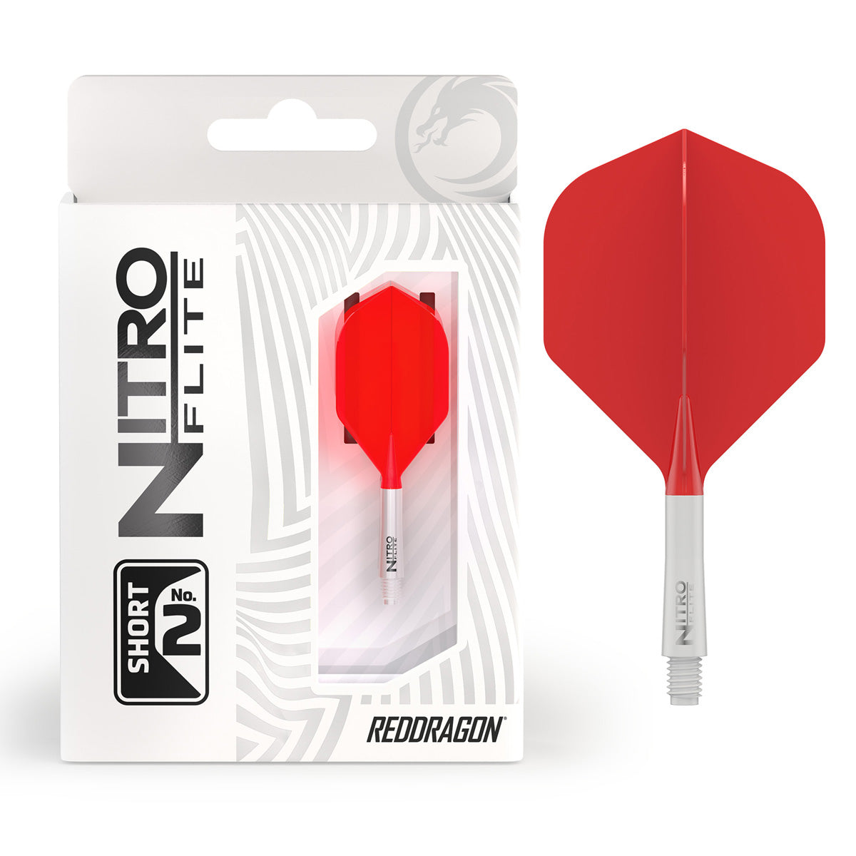 Red Dragon Nitro Flite Integrated Flight & Shaft Red & White No2