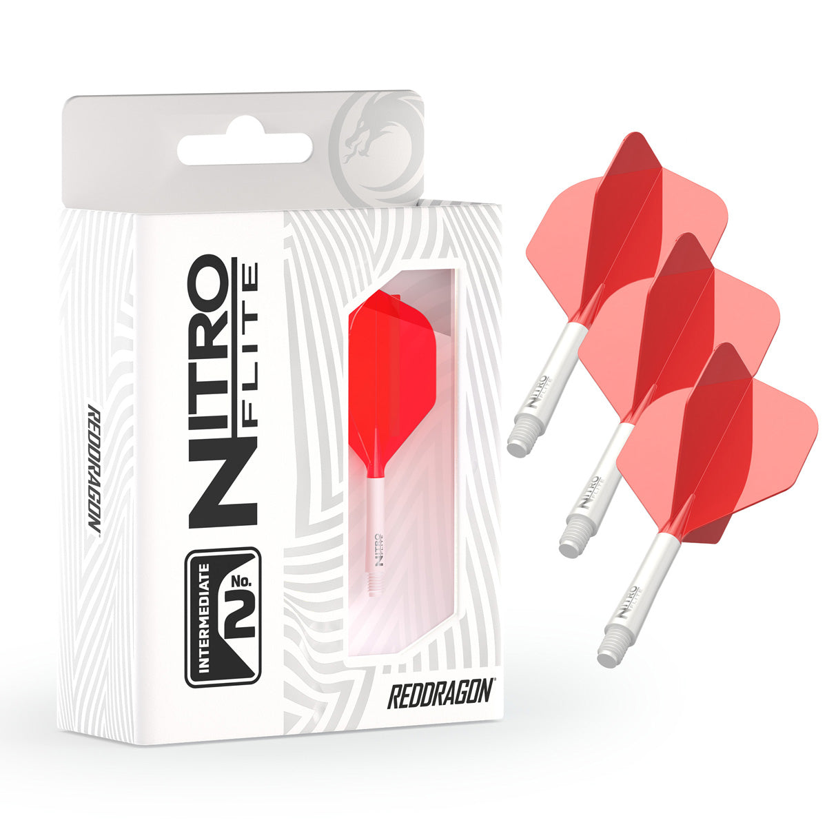Red Dragon Nitro Flite Integrated Flight & Shaft Red & White No2
