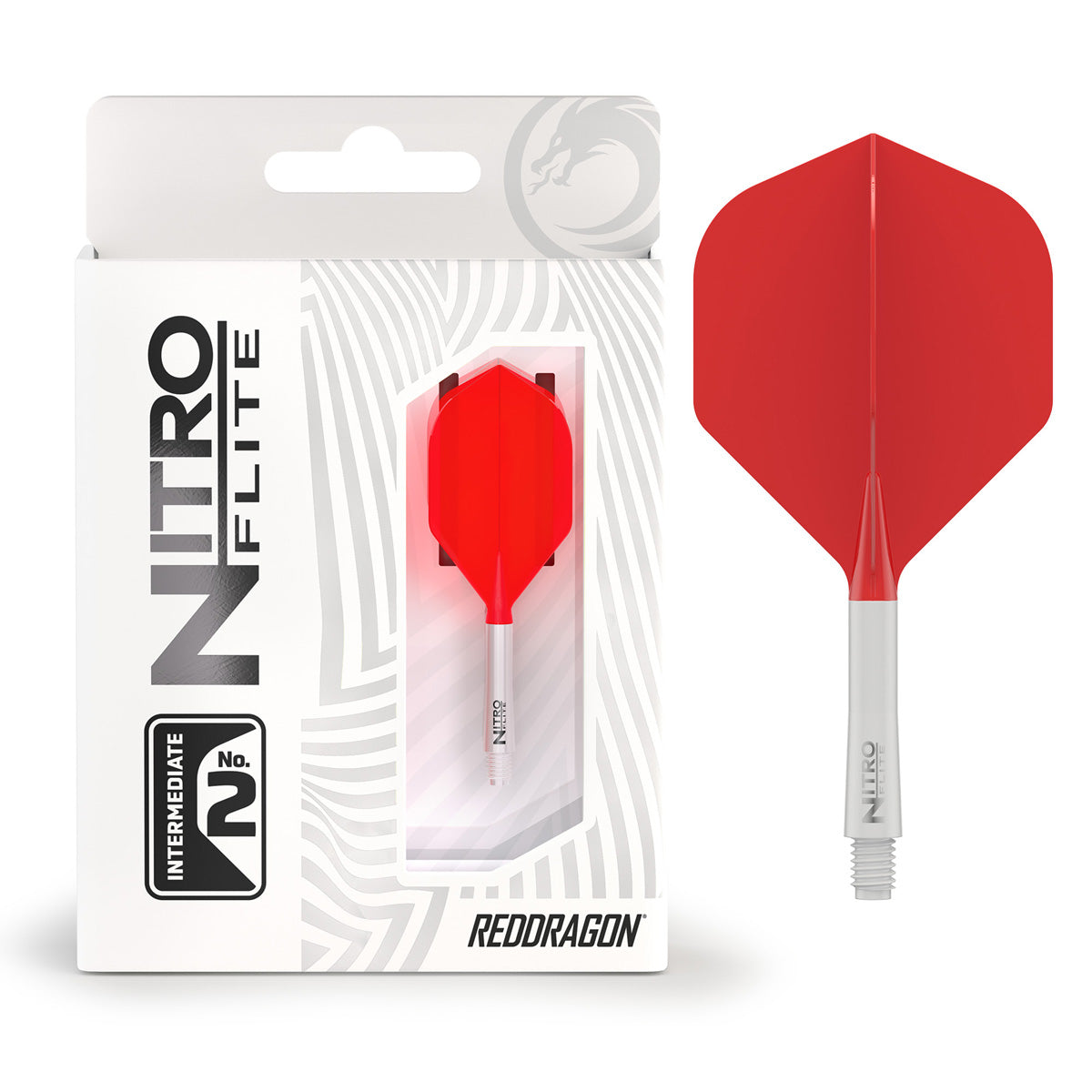 Red Dragon Nitro Flite Integrated Flight & Shaft Red & White No2