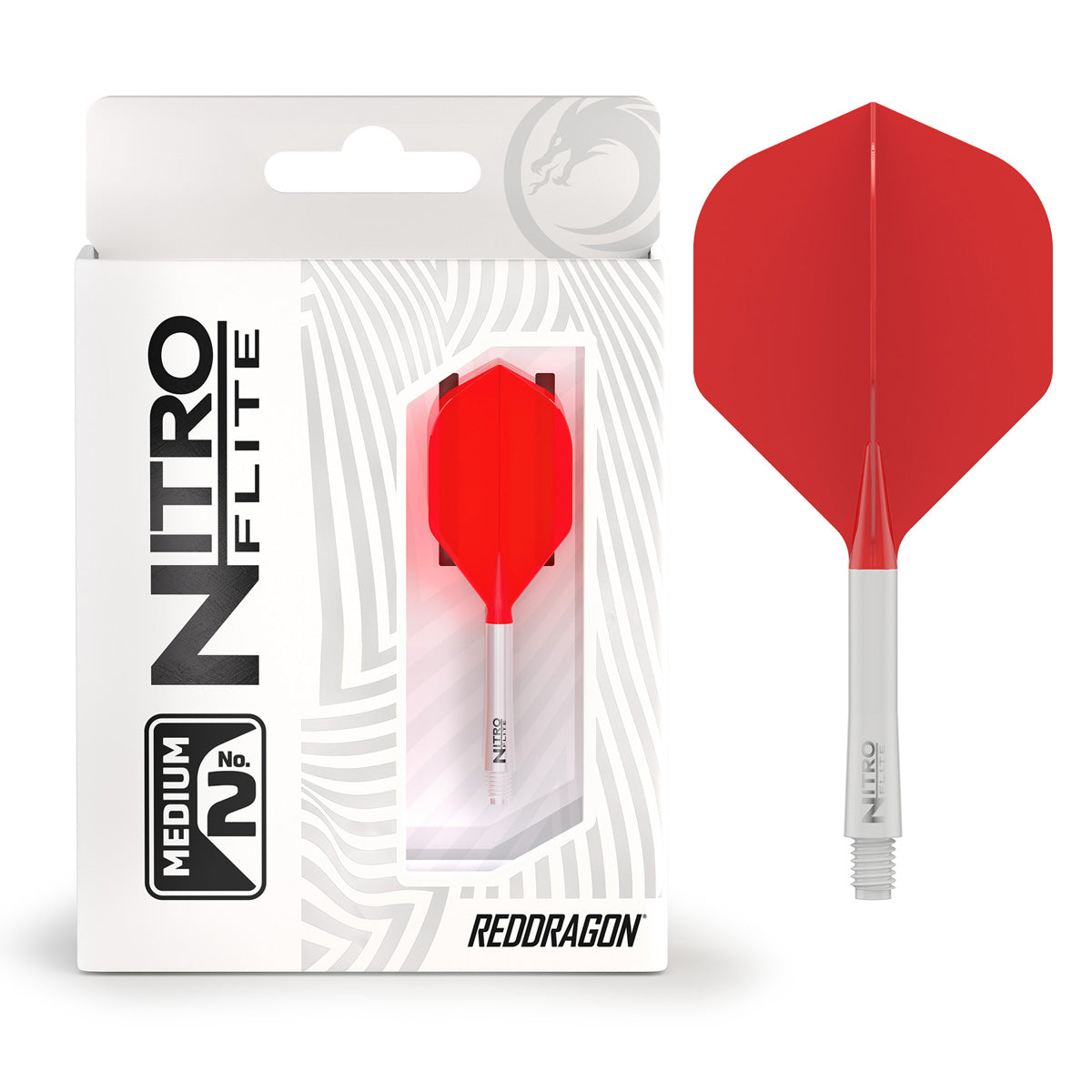 Red Dragon Nitro Flite Integrated Flight & Shaft Red & White No2