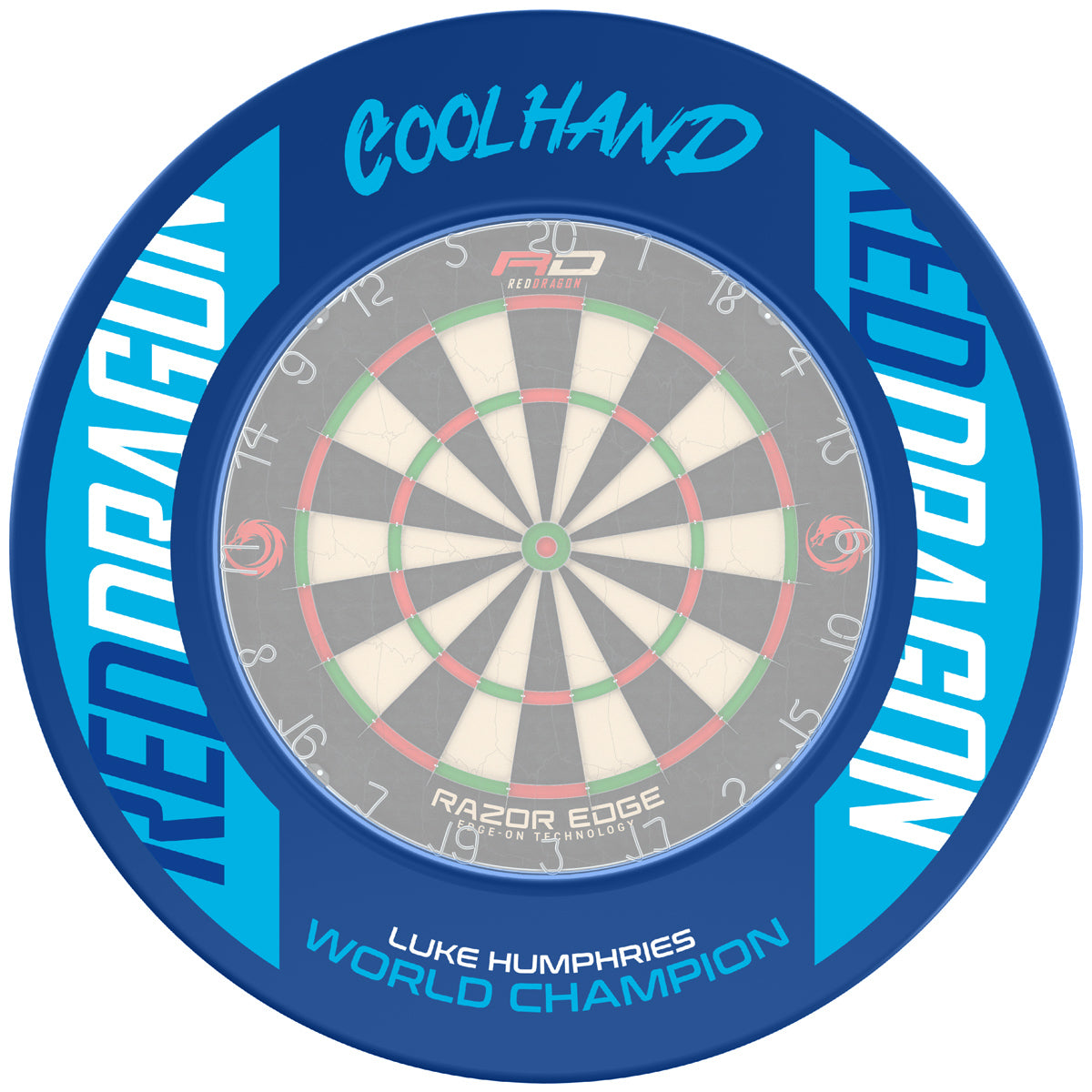Luke Humphries World Champion Dartboard Surround by Red Dragon