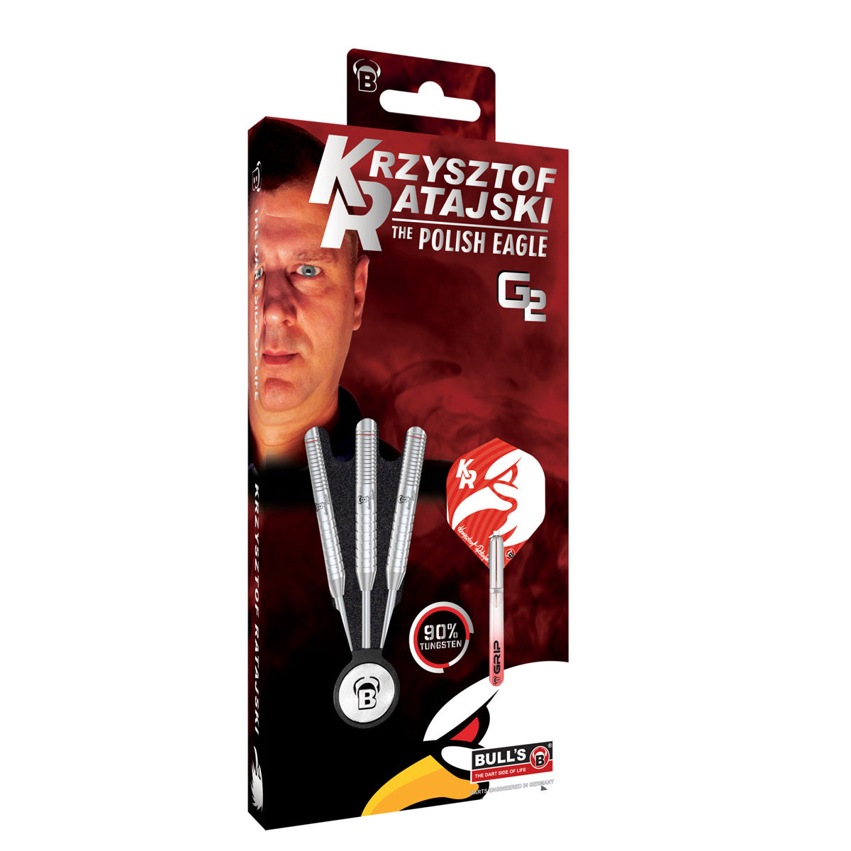 Krzysztof Ratajski G2 Steel Tip Darts packaging exterior image showing the outer box artwork, branding, and presentation design