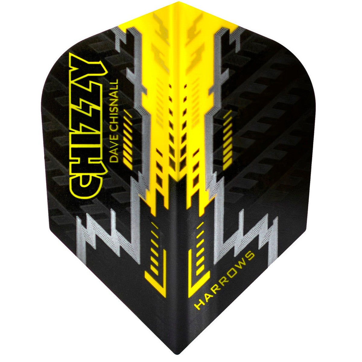 Dave Chisnall Black and Yellow Dart Flights main image on a white background.