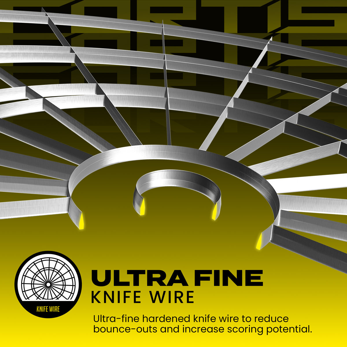 Harrows Fortis Dartboard image highlighting the wire technology and spider system design