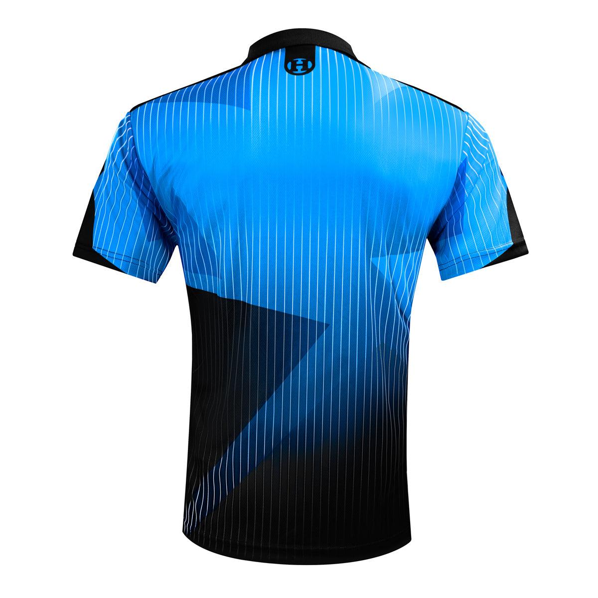 Harrows Shard Blue Dart Shirt rear view image showing the back design and shirt styling