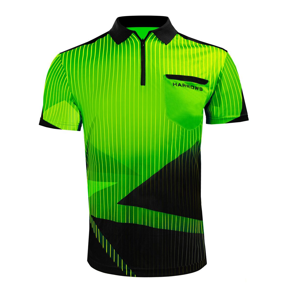 Harrows Shard Green Dart Shirt front view image showing the complete shirt design, colours, and styling details