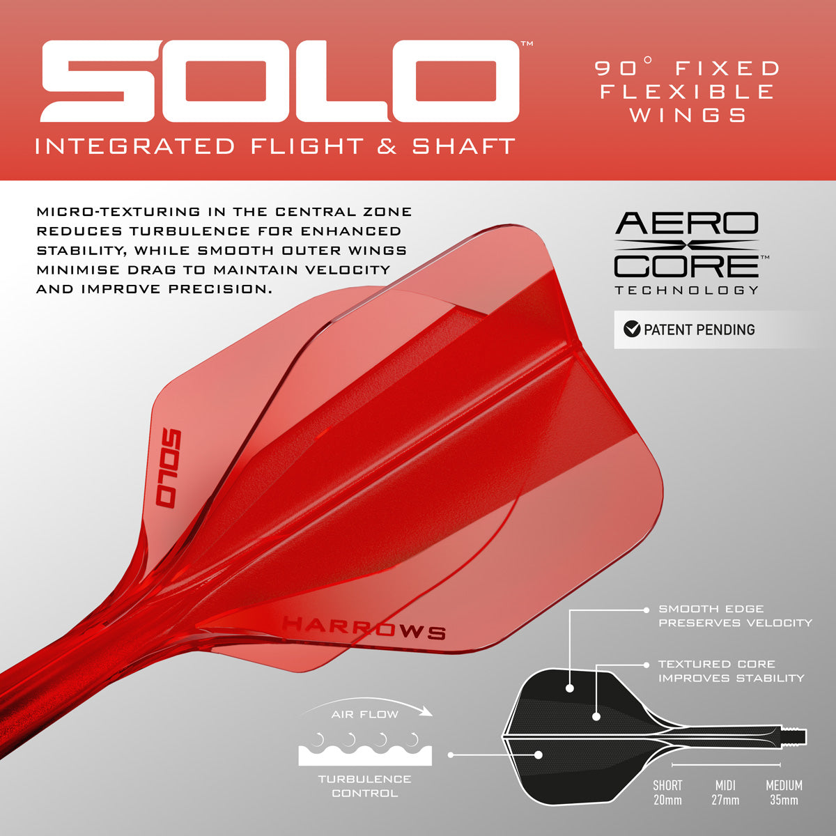 Harrows Solo No6 Integrated Flights and Shafts front view image showing the complete integrated flight and shaft design