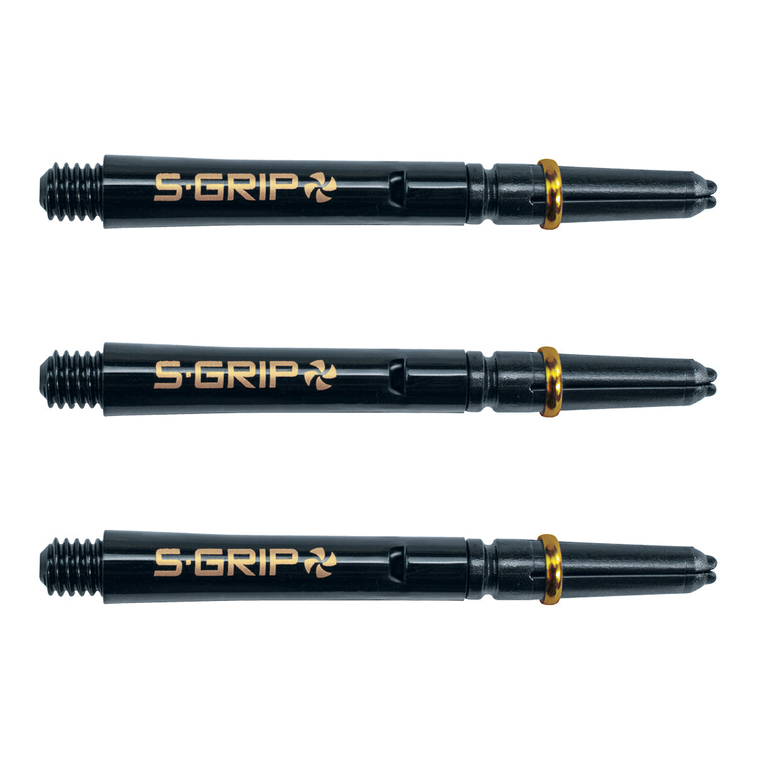 Harrows Supergrip Spin Dart Stems Shafts Black Gold Medium length variant image