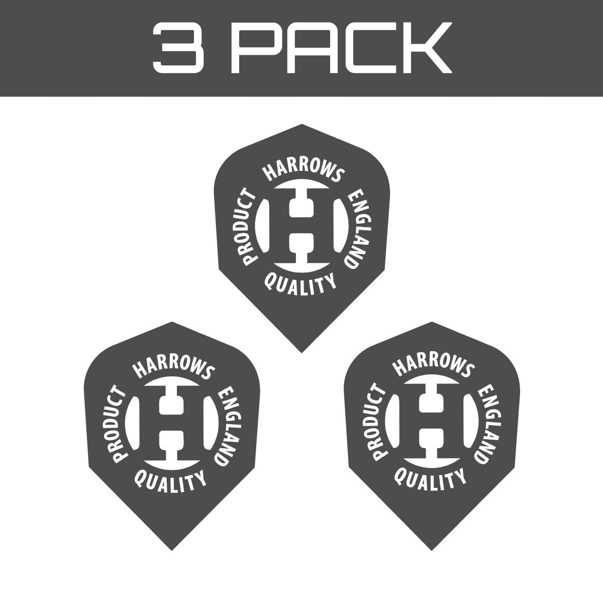 Harrows Vivid Green Dart Flights graphic highlighting that the pack includes three sets of dart flights.