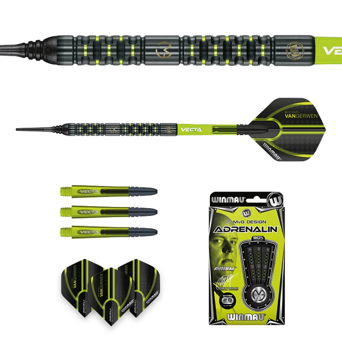 Michael Van Gerwen MVG Adrenalin 90% Tungsten Soft Tip Darts by Winmau