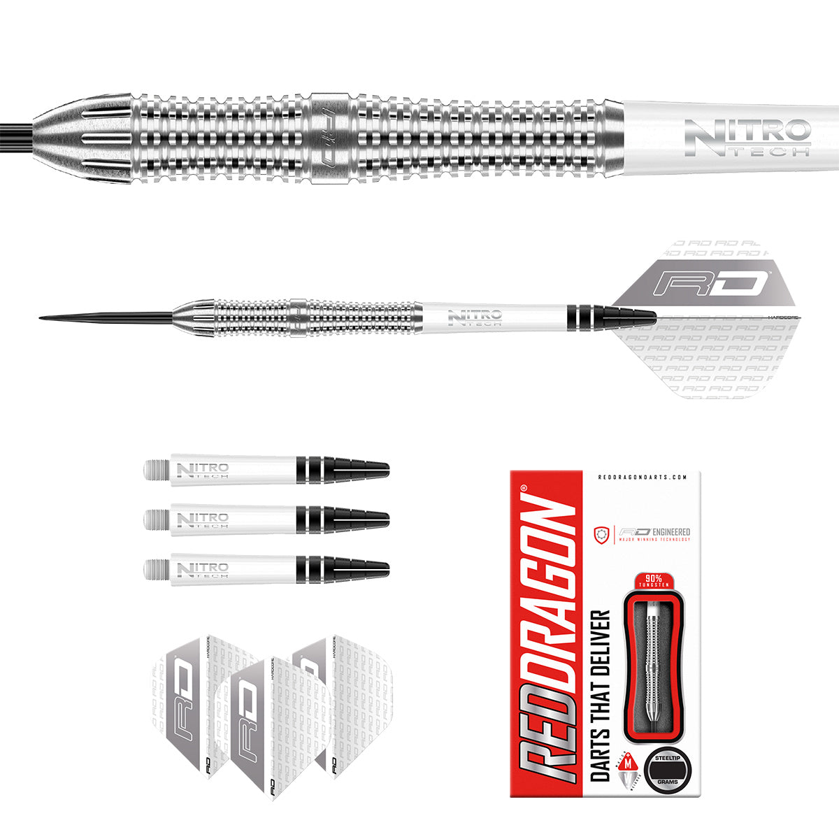 Contents of the Amari darts box including flights, shafts and accessories