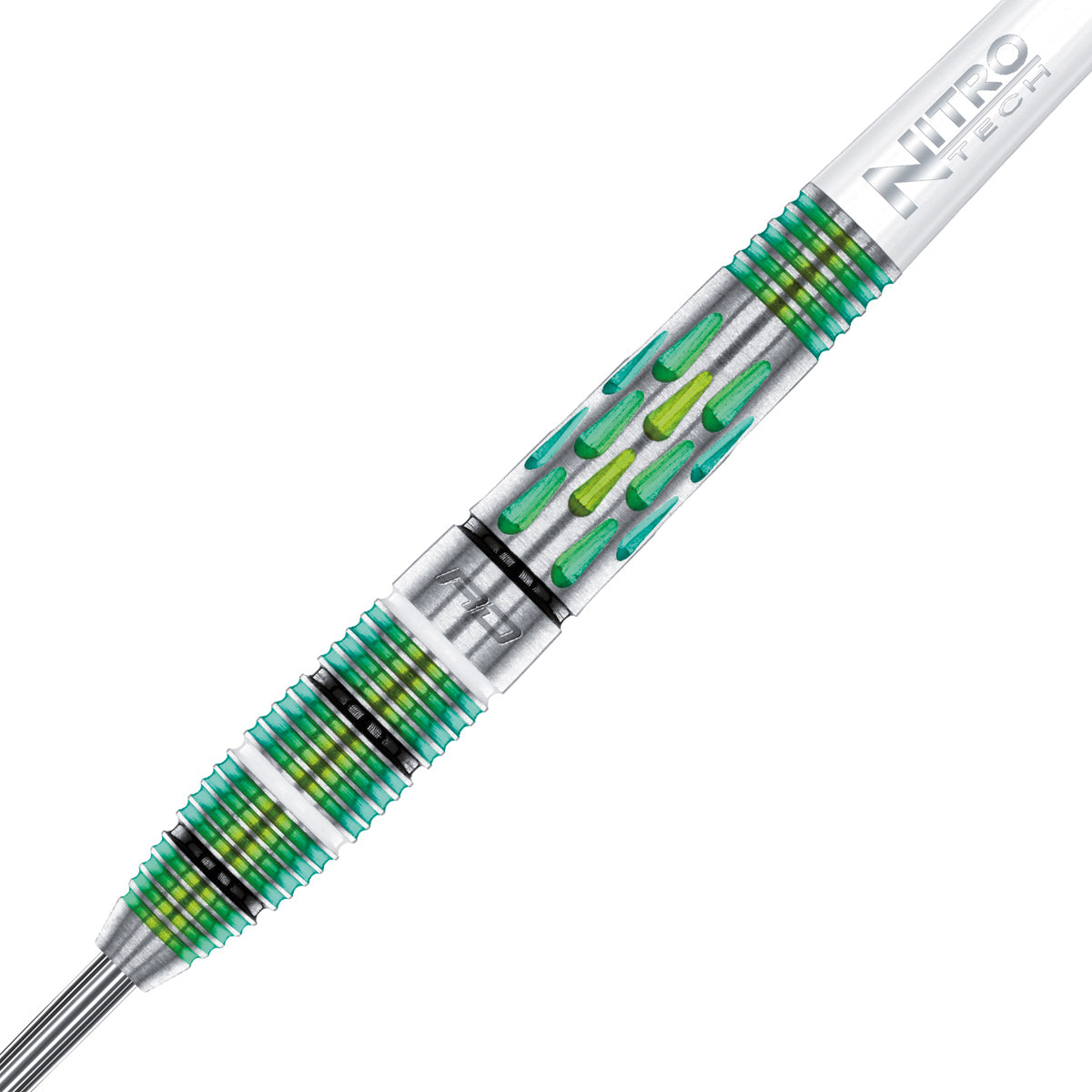 Close up view of the Artura Screamin' Green barrel grip and precision machining