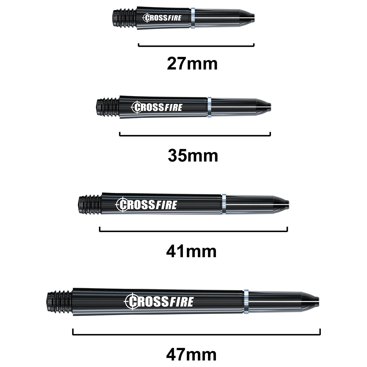 Carbon Fibre Crossfire Dart Stems main product image showing the stems, packaging, and included contents