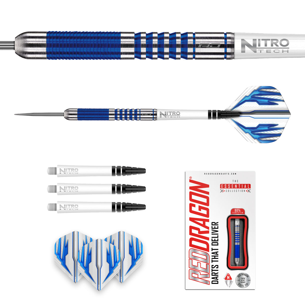 Contents of the Colin Lloyd darts box including flights, shafts and accessories