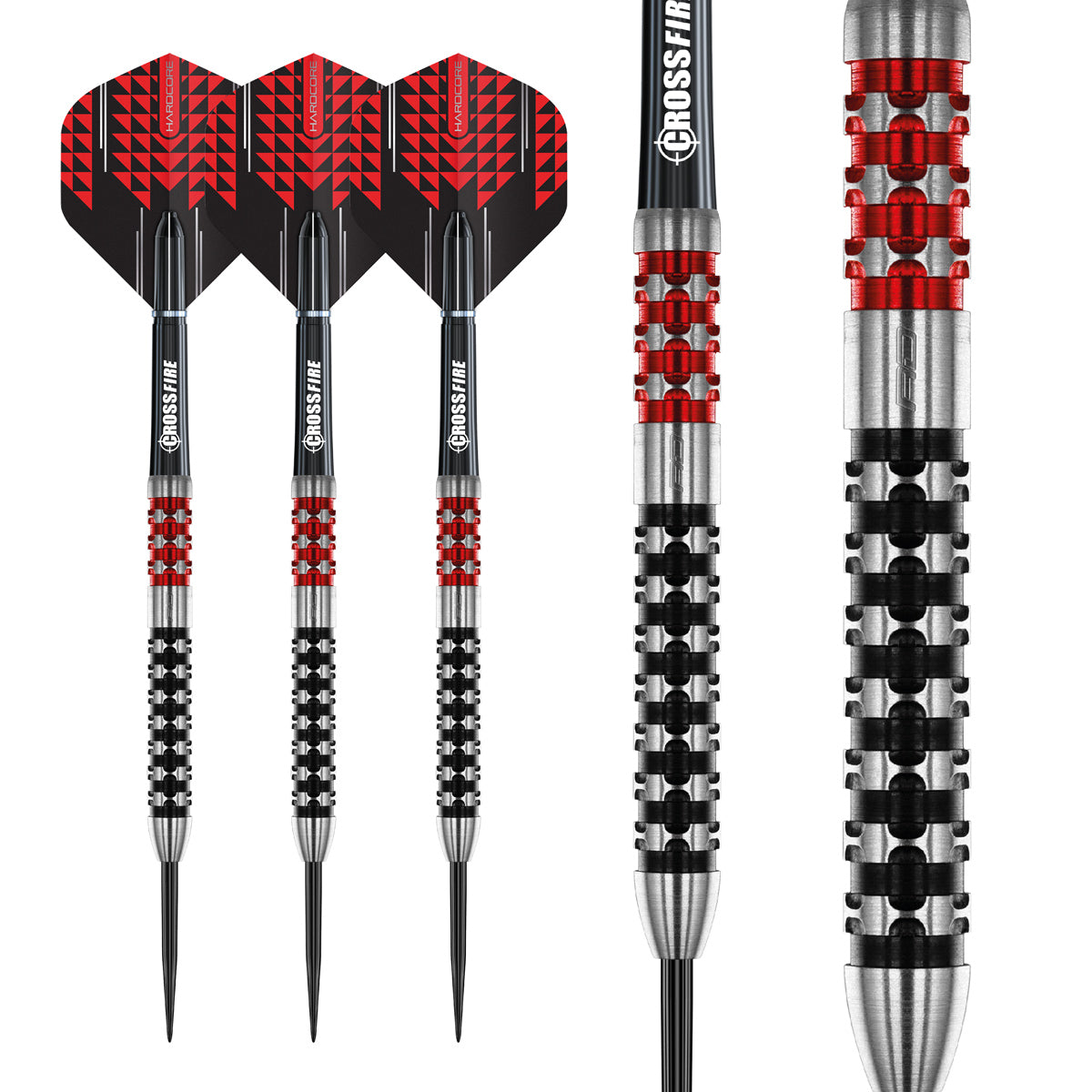 Multiple angle view of the Crossfire dart barrel profile and design