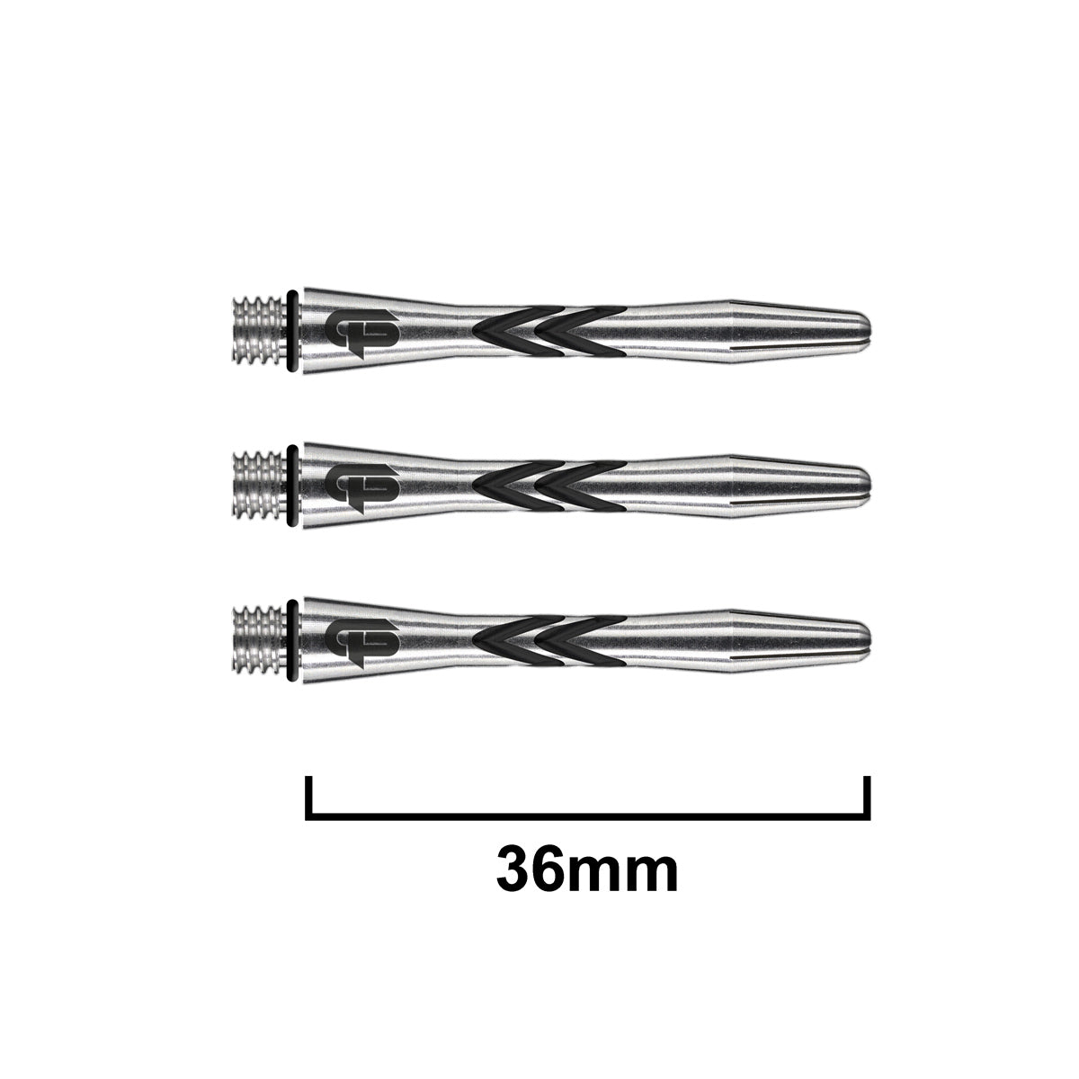 Gerwyn Price Iceman Aluminium V Groove Dart Stems black main product image showing the stems, packaging, and included contents
