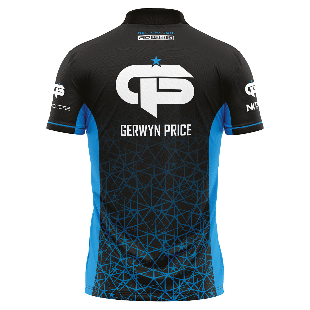 Red Dragon Gerwyn Price Signature Polo rear view image showing the back design and player branding