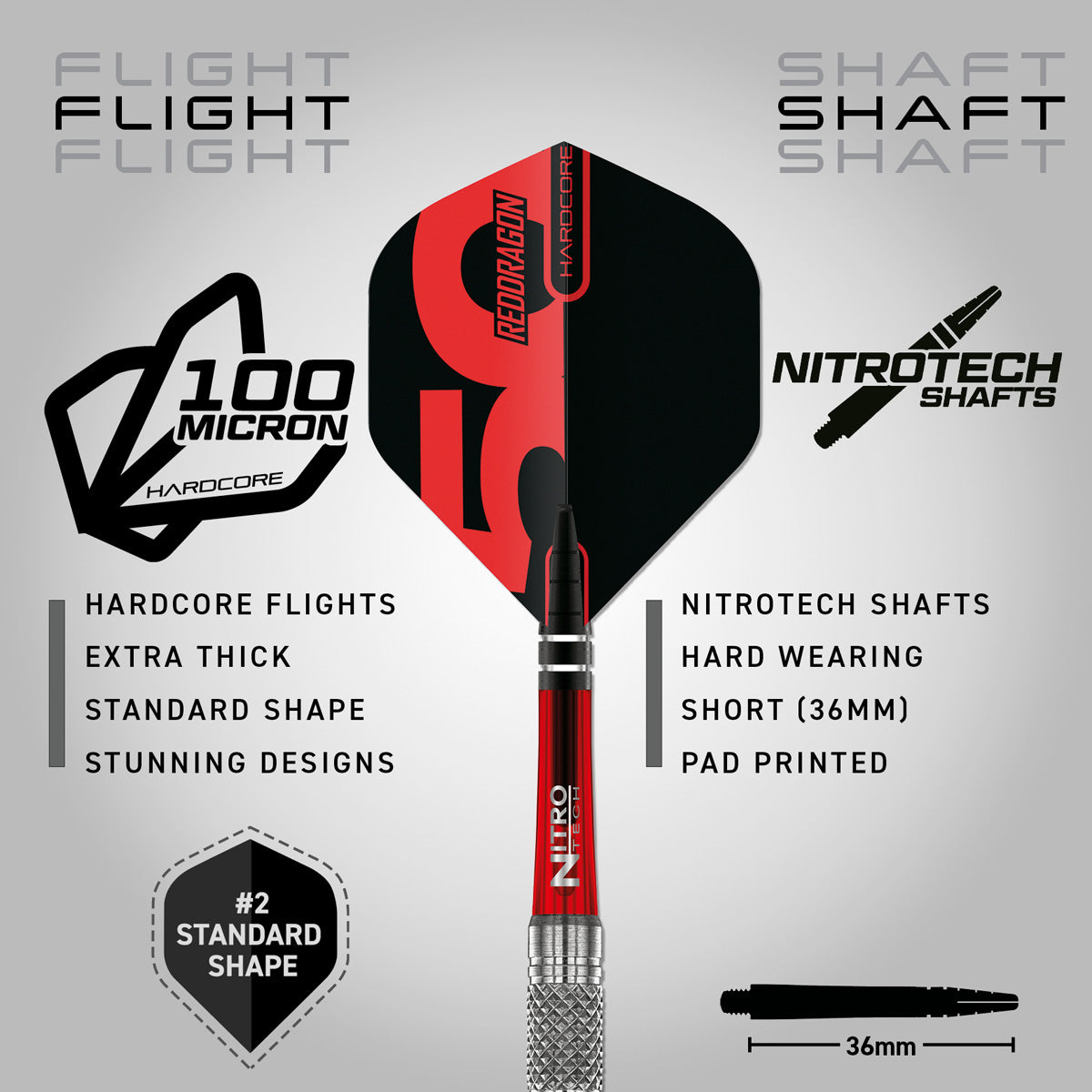 Red Dragon Grizzly 4 Steel Tip Darts image displaying the included flight and shaft configuration
