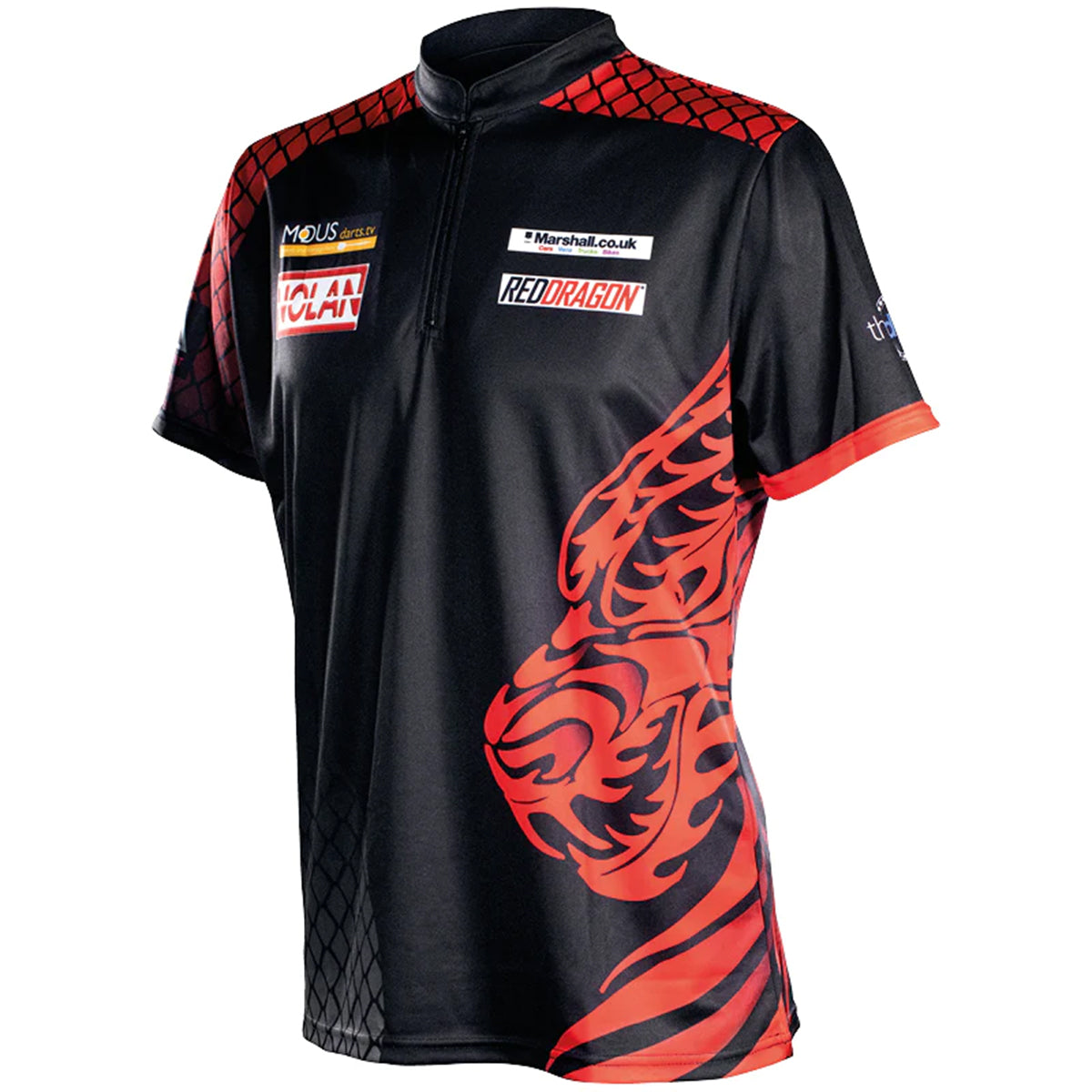 Red Dragon Jonny Clayton Dragon Signature Polo front view image showing the complete polo design, colours, and sponsor logos