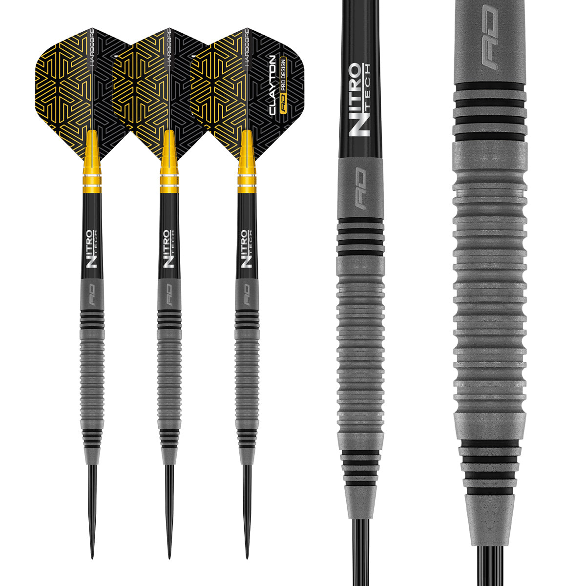 Multiple angle view of the Jonny Clayton Oxide Edition dart barrel profile and design