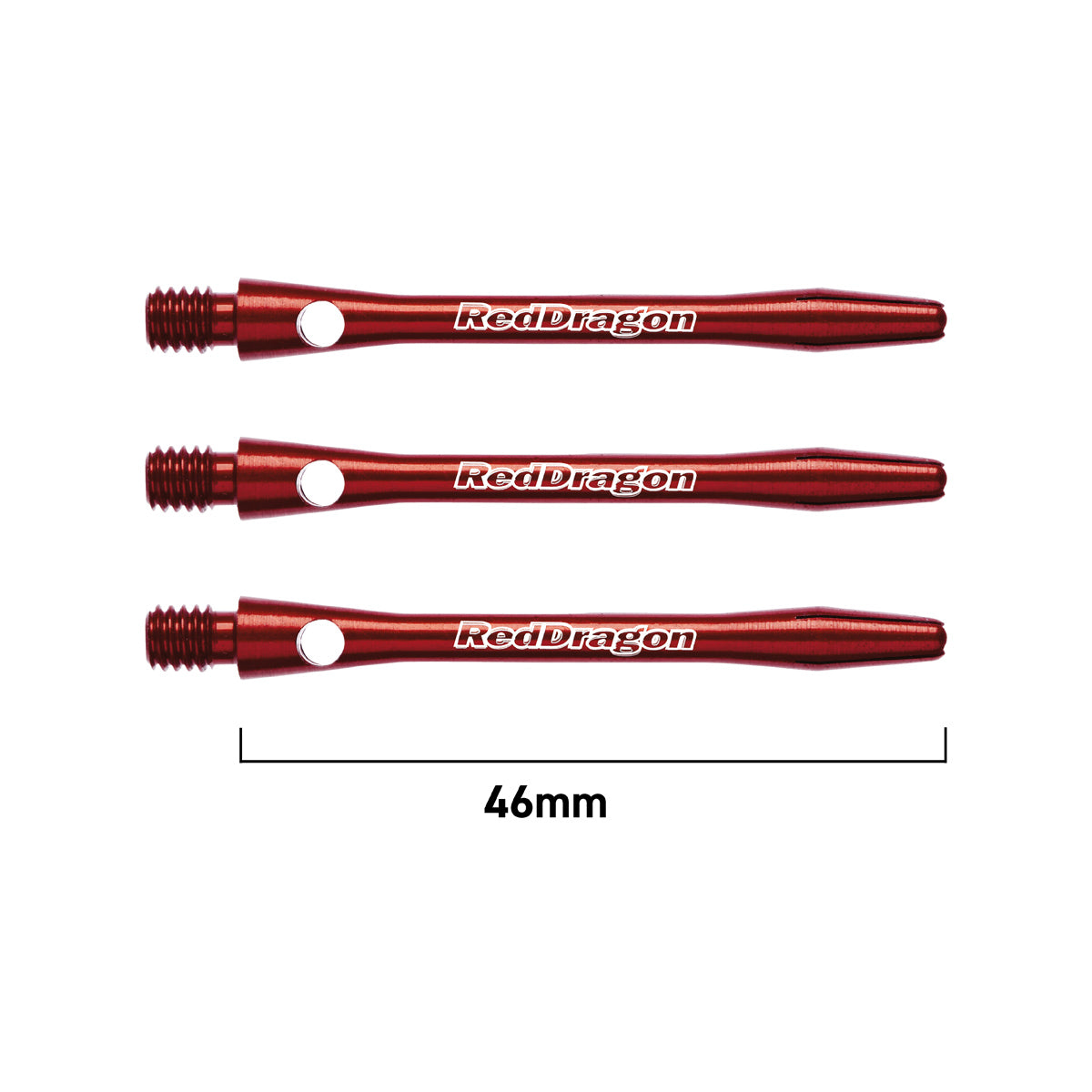 Laser Etched Aluminium Dart Stems Red main product image showing the stems, packaging, and included contents