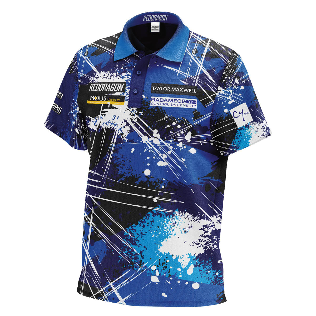 Red Dragon Luke Humphries World Champion Dart Shirt front view image showing the complete shirt design, colours, championship graphics, and sponsor logos