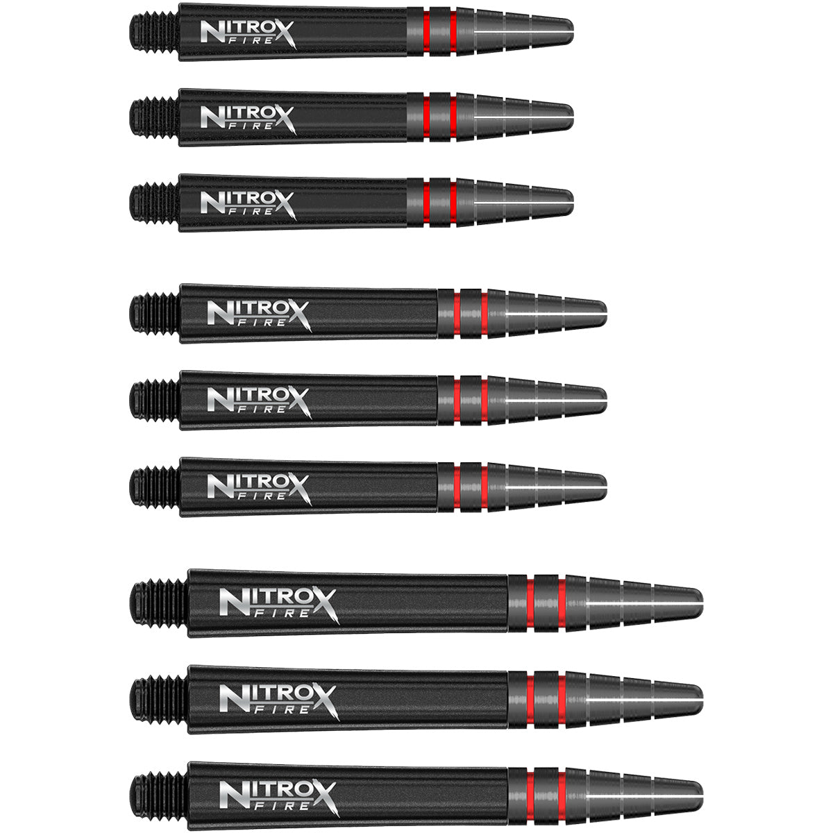 Image of the Nitro Xfire Carbon dart stems and shafts displayed for retail sale
