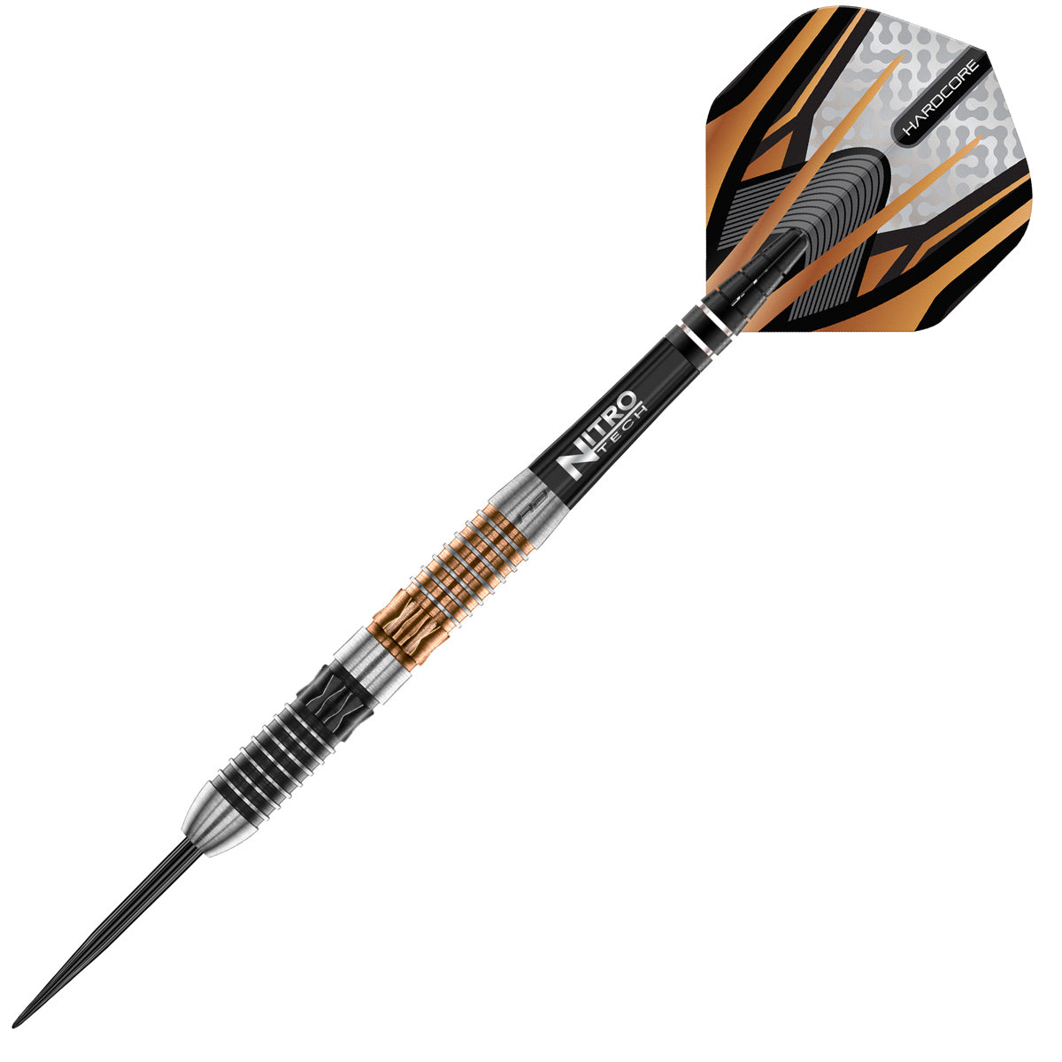 Panterra Steel Tip Darts close up image highlighting the barrel grip texture, coating, machining, and design details