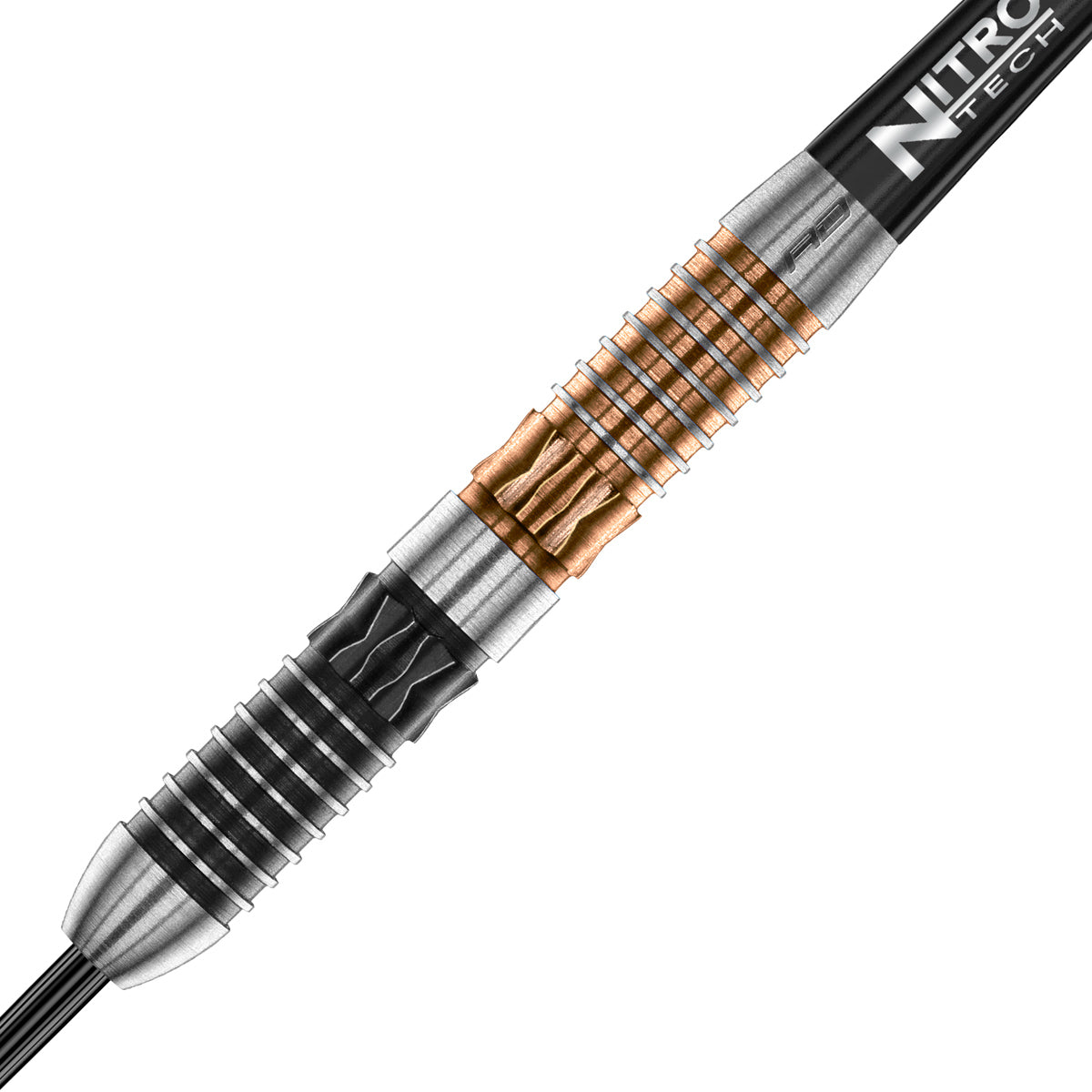 Panterra Steel Tip Darts zoomed image highlighting the barrel grip, machining, coating, and surface detail