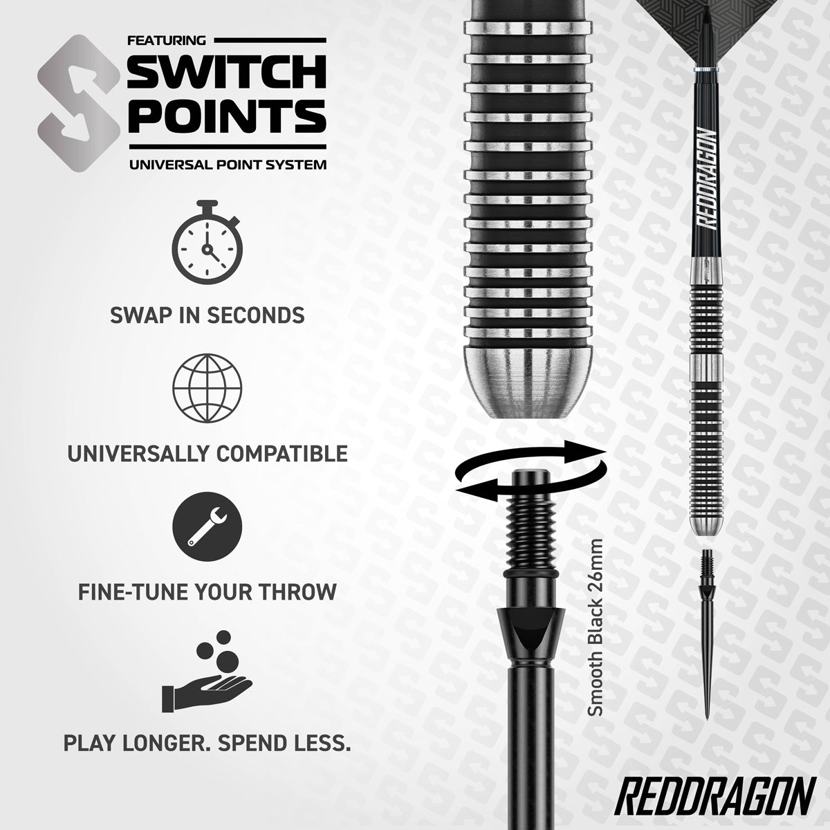 Red Dragon Pegasus Switch Point 90% Tungsten Steel Tip Darts