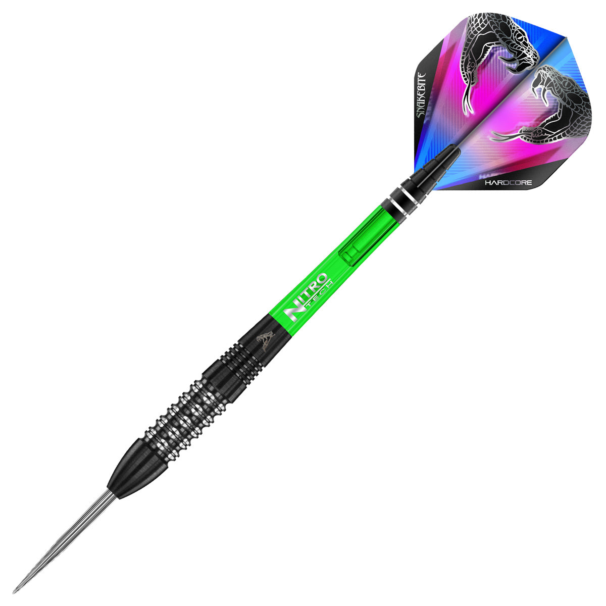 Detailed angle highlighting the Peter Wright Black Strike barrel design and grip pattern